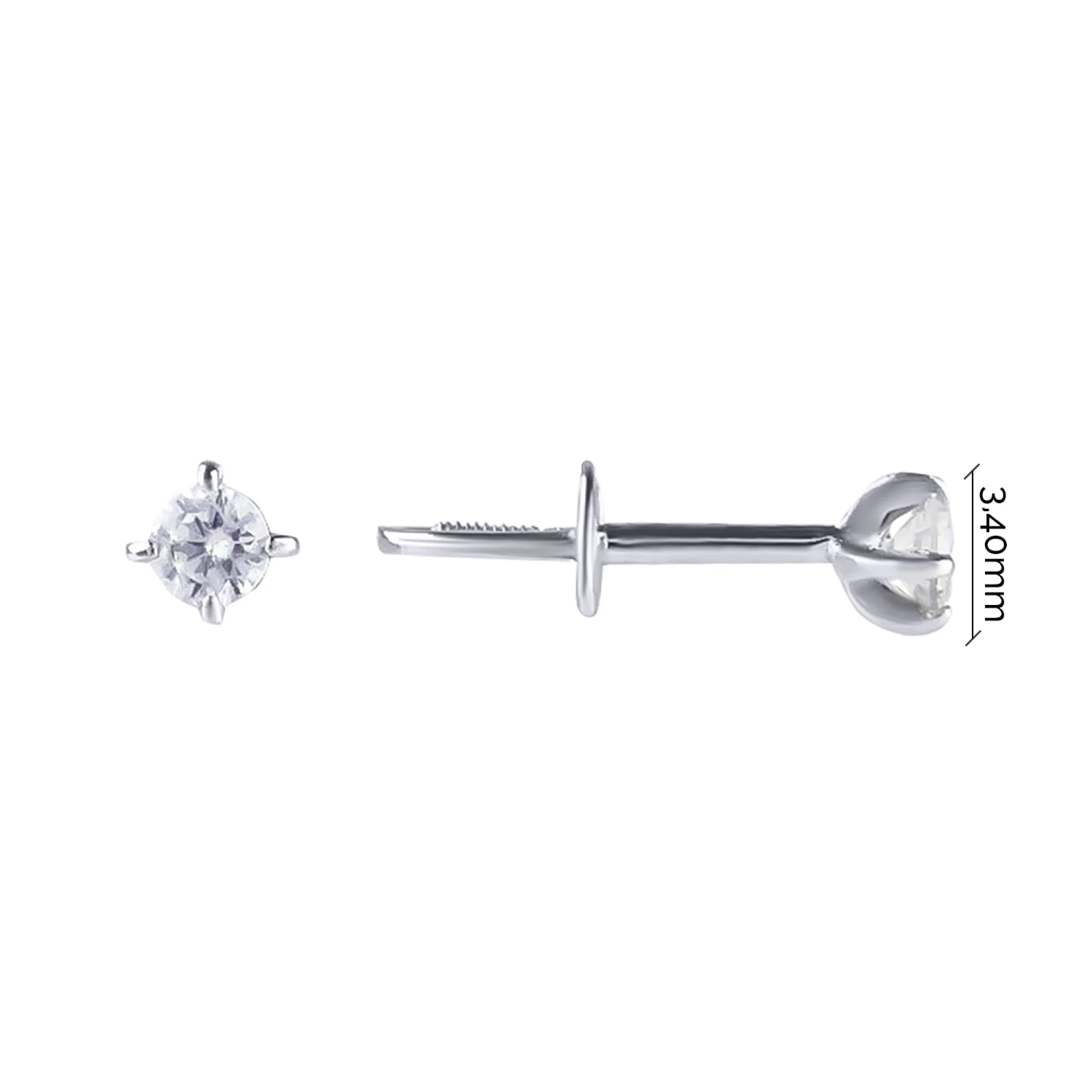 Серьги-гвоздики из белого золота с фианитами - 629220 - 3