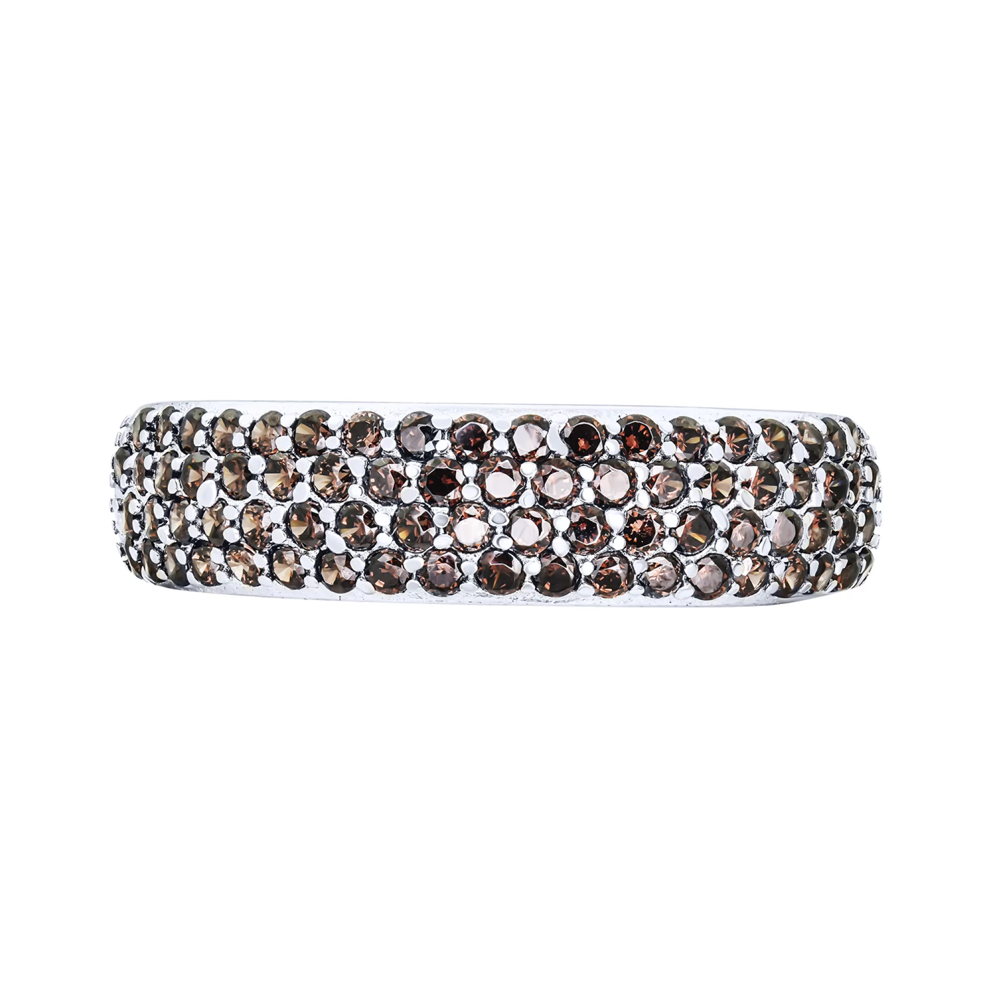 Серебряное кольцо с россыпью фианитов - 1611597 – изображение 2