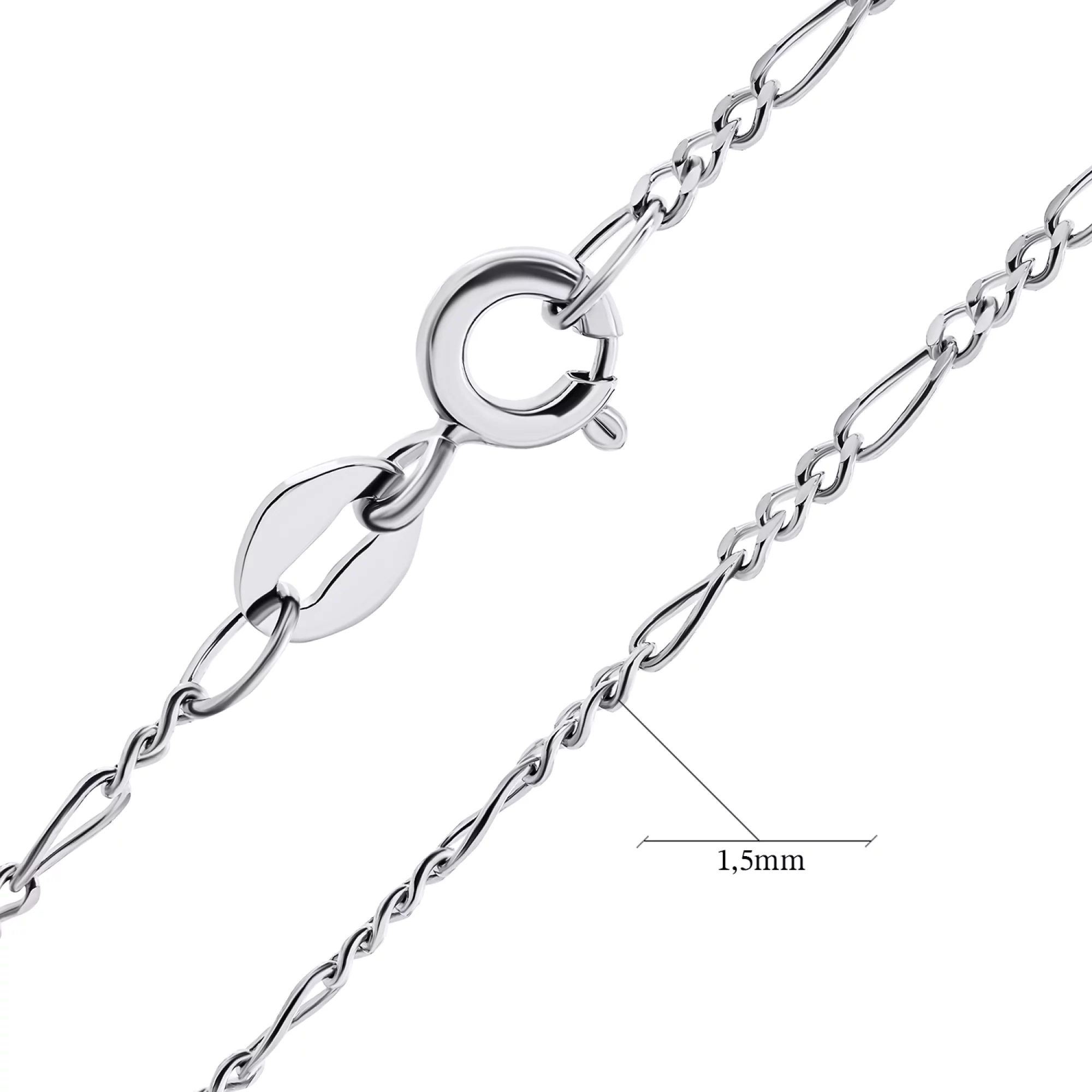 Срібний ланцюжок плетіння фігаро - 1529073 – зображення 2