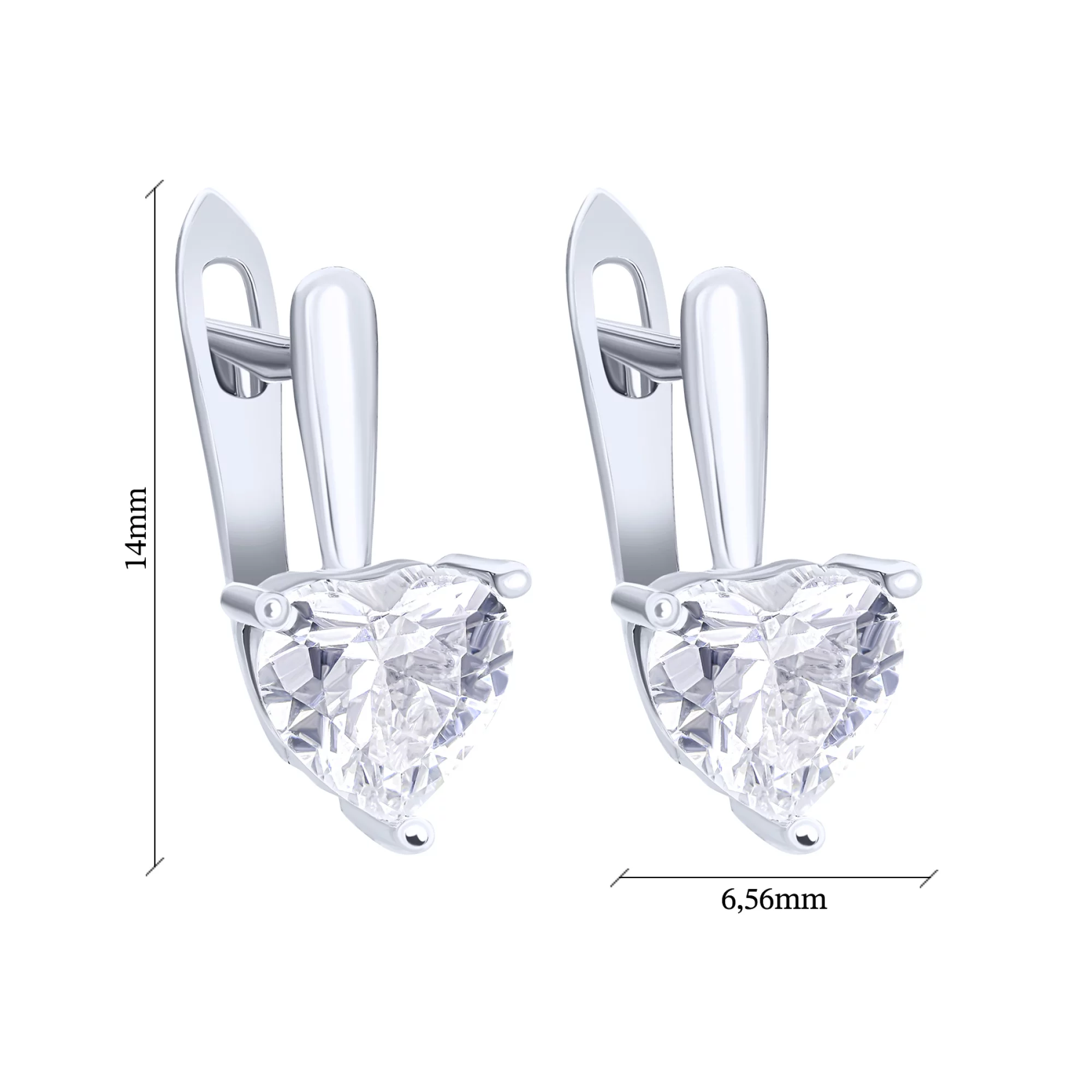 Сережки срібні з фіанітами у формі сердечок - 1639797 – зображення 3