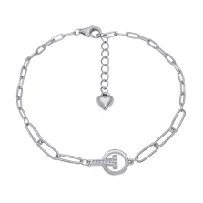 Браслет з фіанітом зі срібла якірне плетіння - 1468658