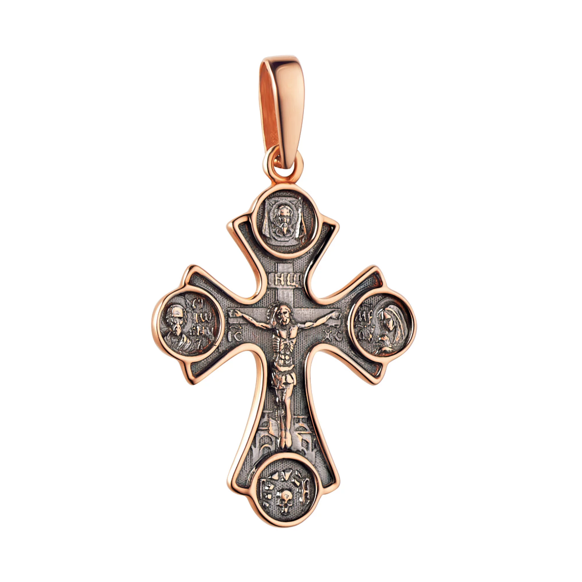 Крестик из красного золота с чернением - 967591 – изображение 1