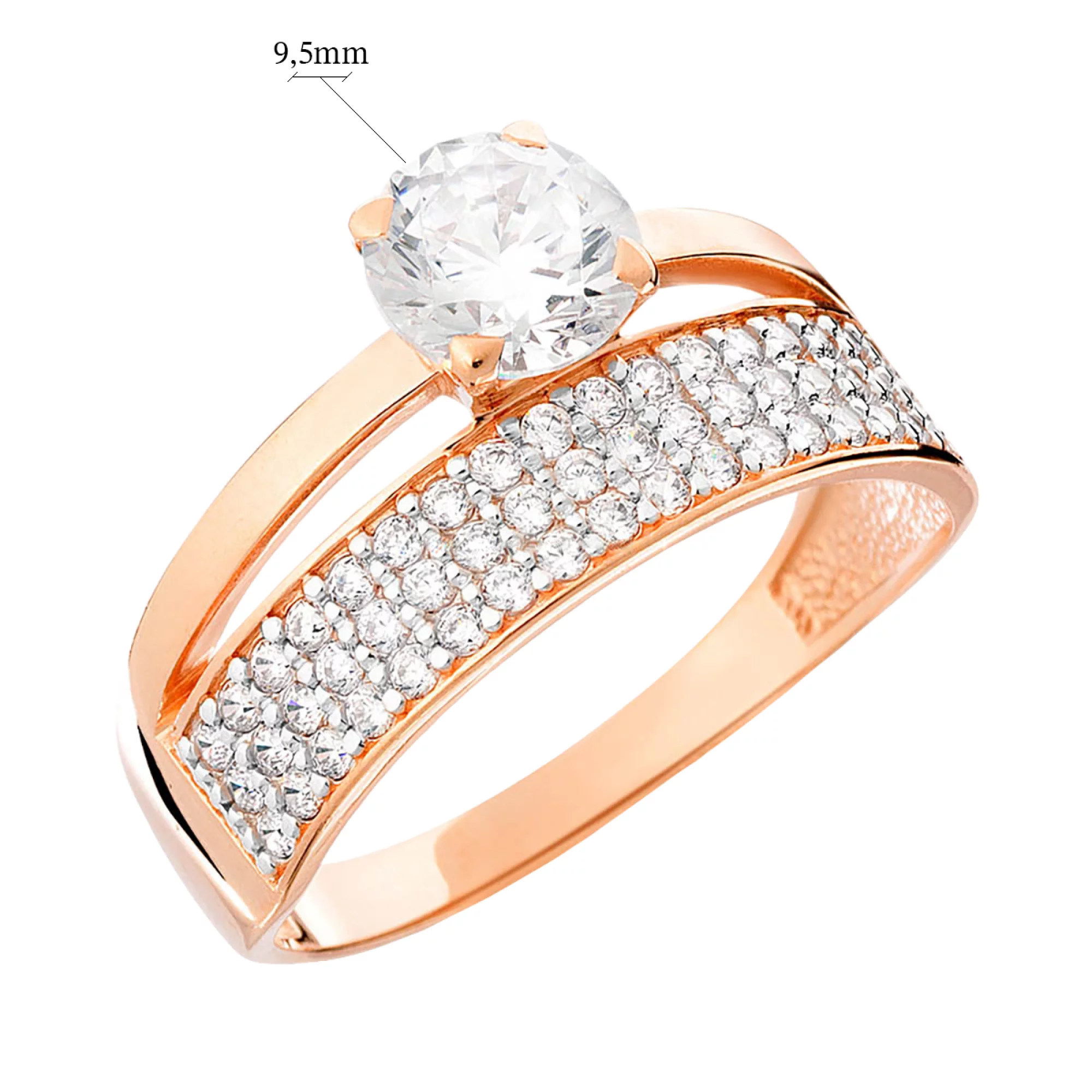 Золотое кольцо с фианитом - 569427 – изображение 2