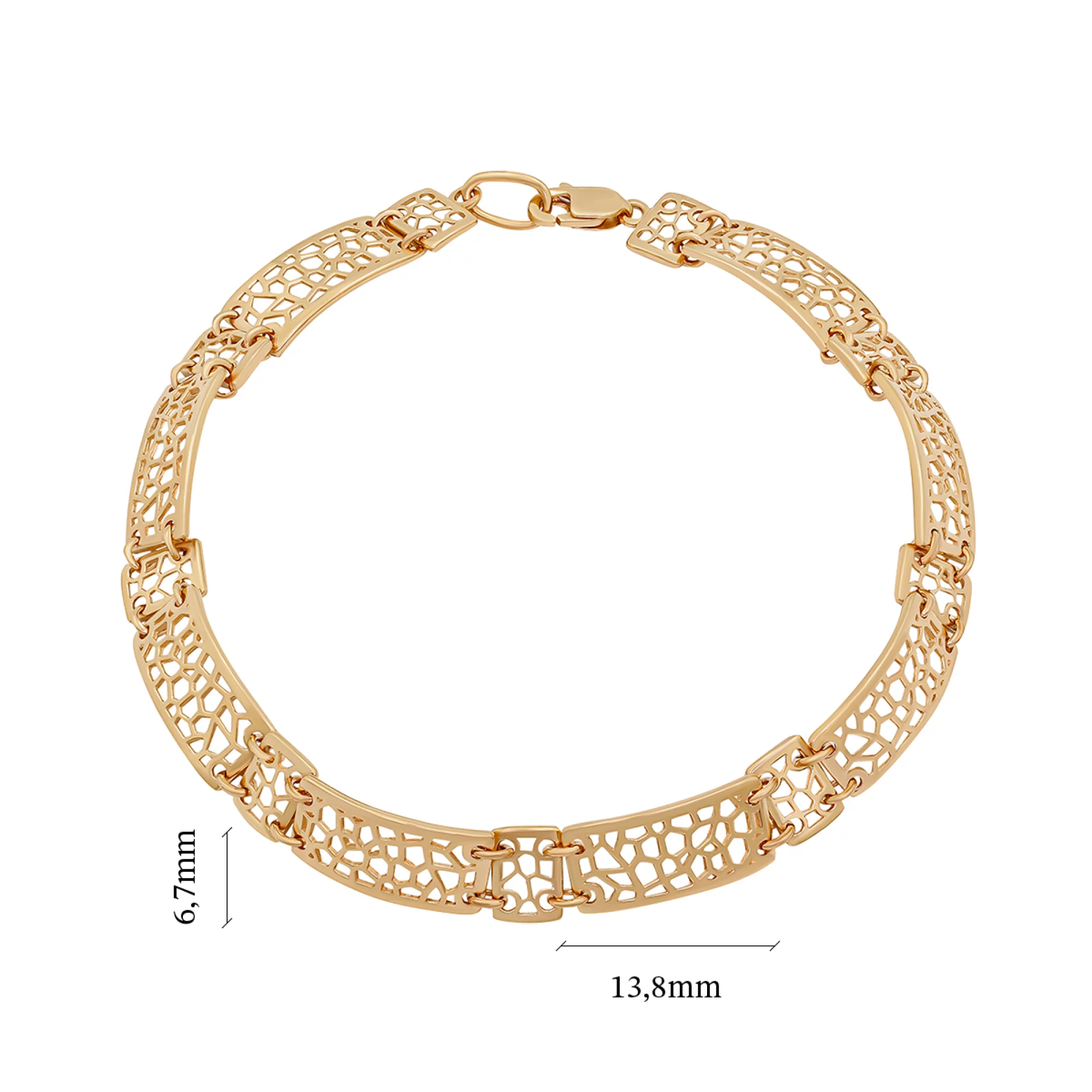 Браслет полужесткий из красного золота с Фантазийным плетением - 890831 – изображение 2