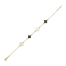 Браслет "Квітка" з лимонного золота з емаллю якірне плетіння - 1094994