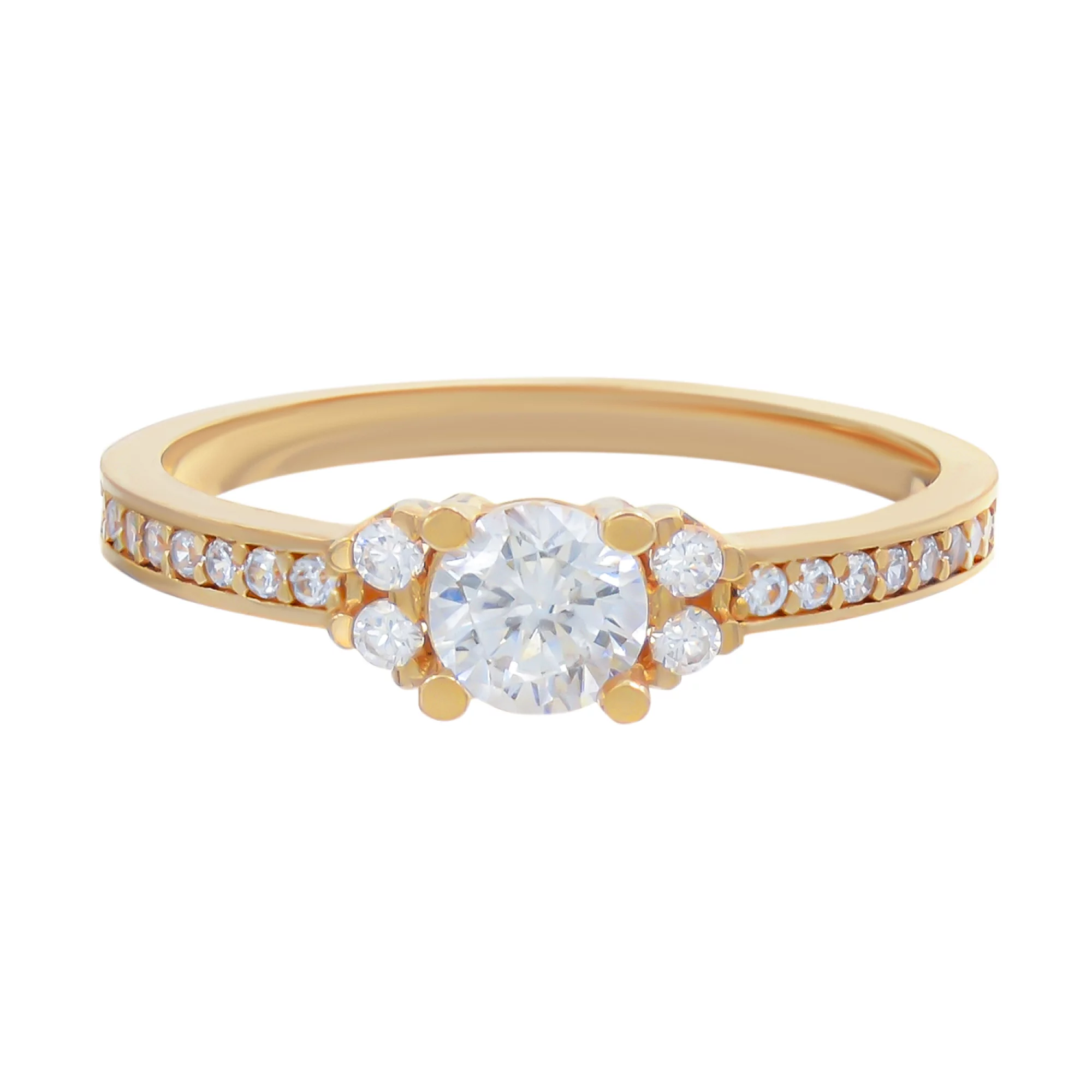Золотое кольцо с фианитом - 538766 – изображение 2