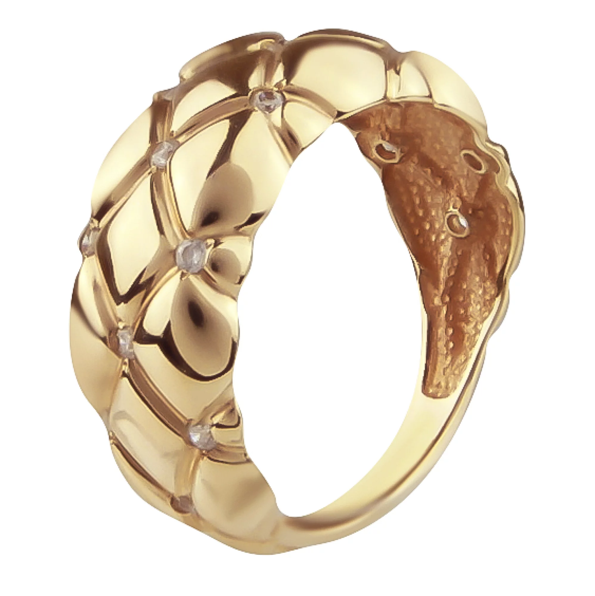Золотое кольцо с фианитами с "Геометрией" - 482910 – изображение 1