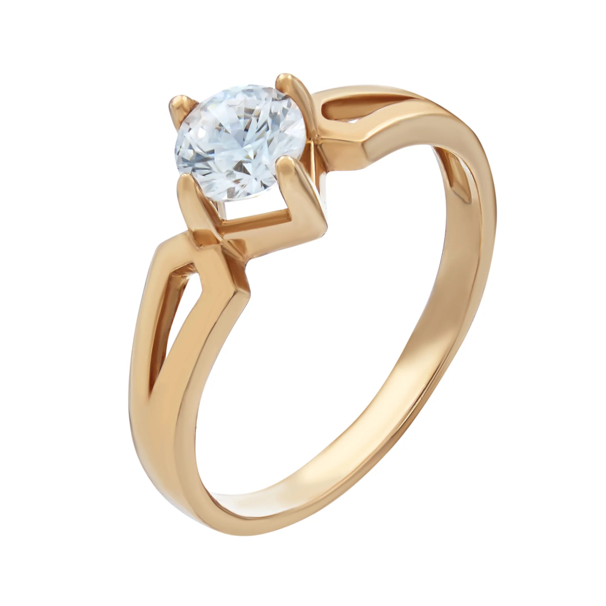 Золотое кольцо с фианитом - 538404 – изображение 1