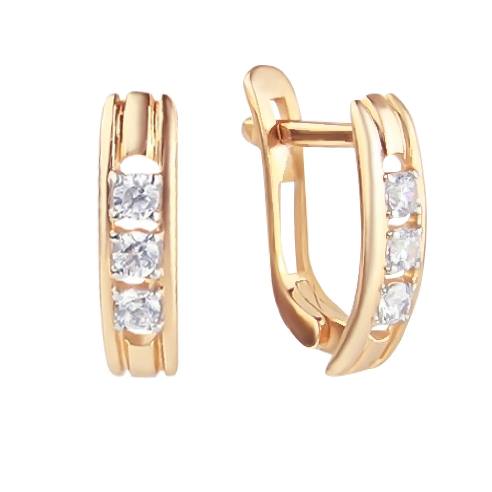 Серьги с фианитами в красном золоте - 796825 - 1