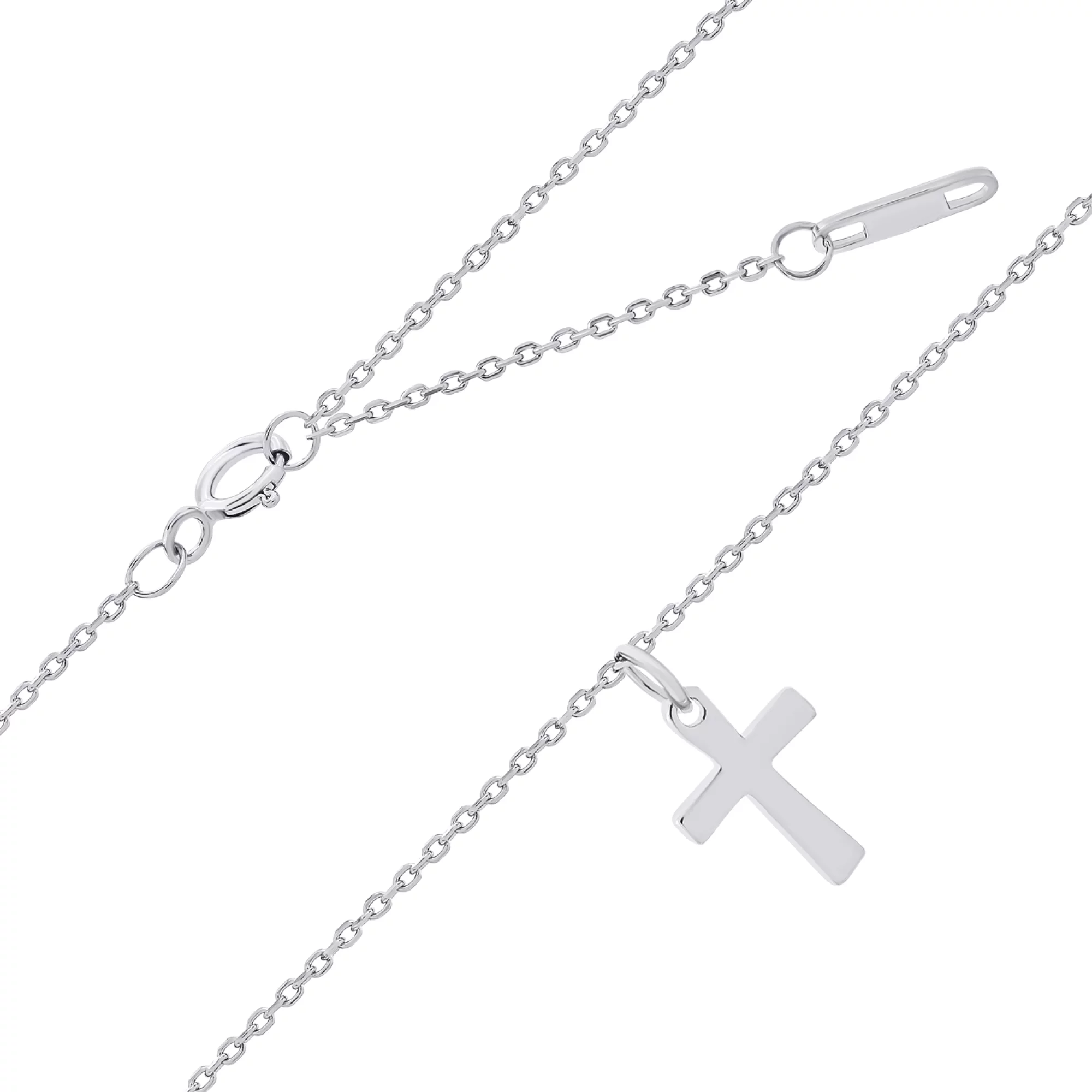 Цепочка с крестиком из серебра плетение якорь - 1503888 – изображение 1