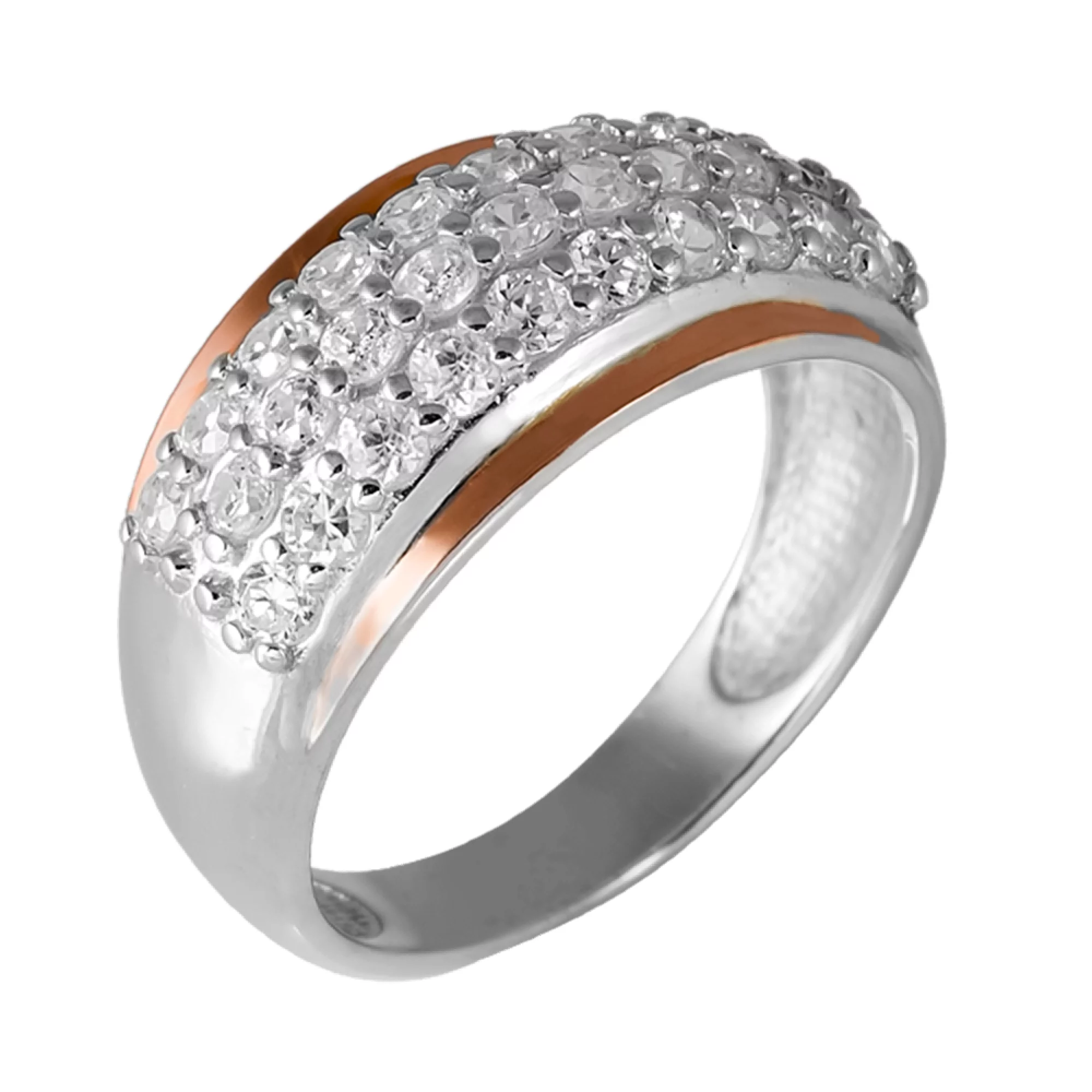 Кольцо из серебра с фианитом - 410825 – изображение 1