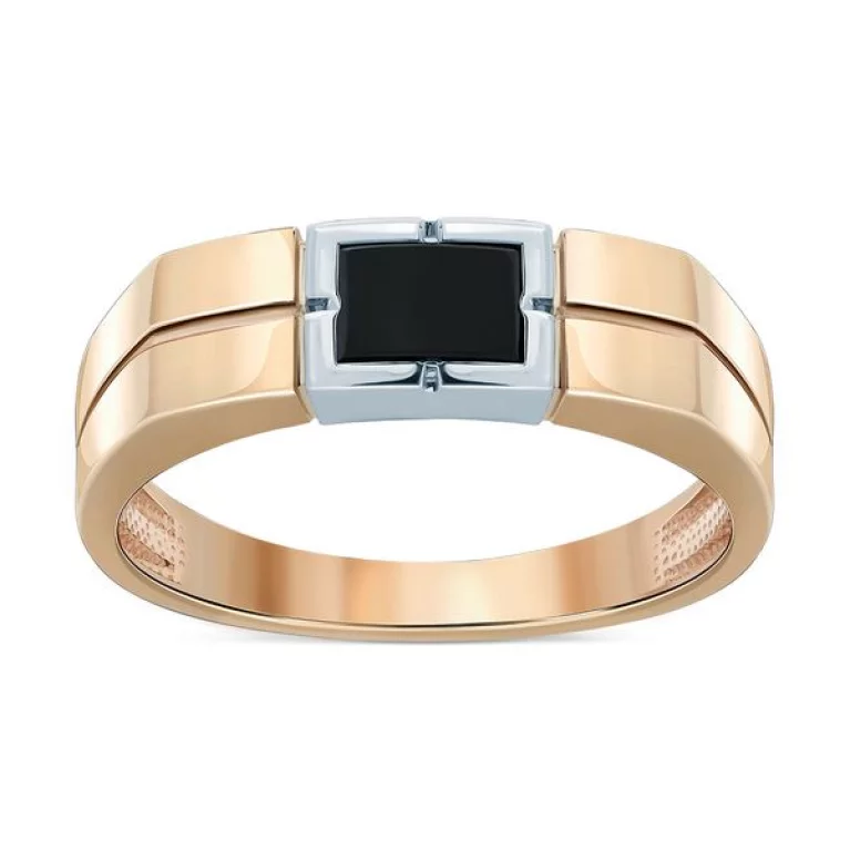 Золотий перстень-печатка з оніксом. Артикул 880271-Аон: ціна, відгуки, фото – купити в інтернет-магазині AURUM