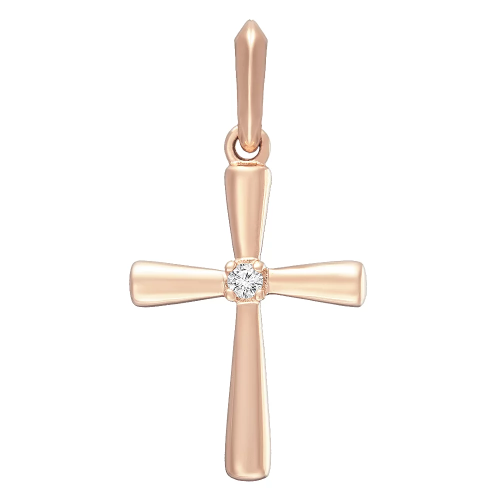 Золотий хрестик з діамантом. Артикул 3103596201: ціна, відгуки, фото – купити в інтернет-магазині AURUM