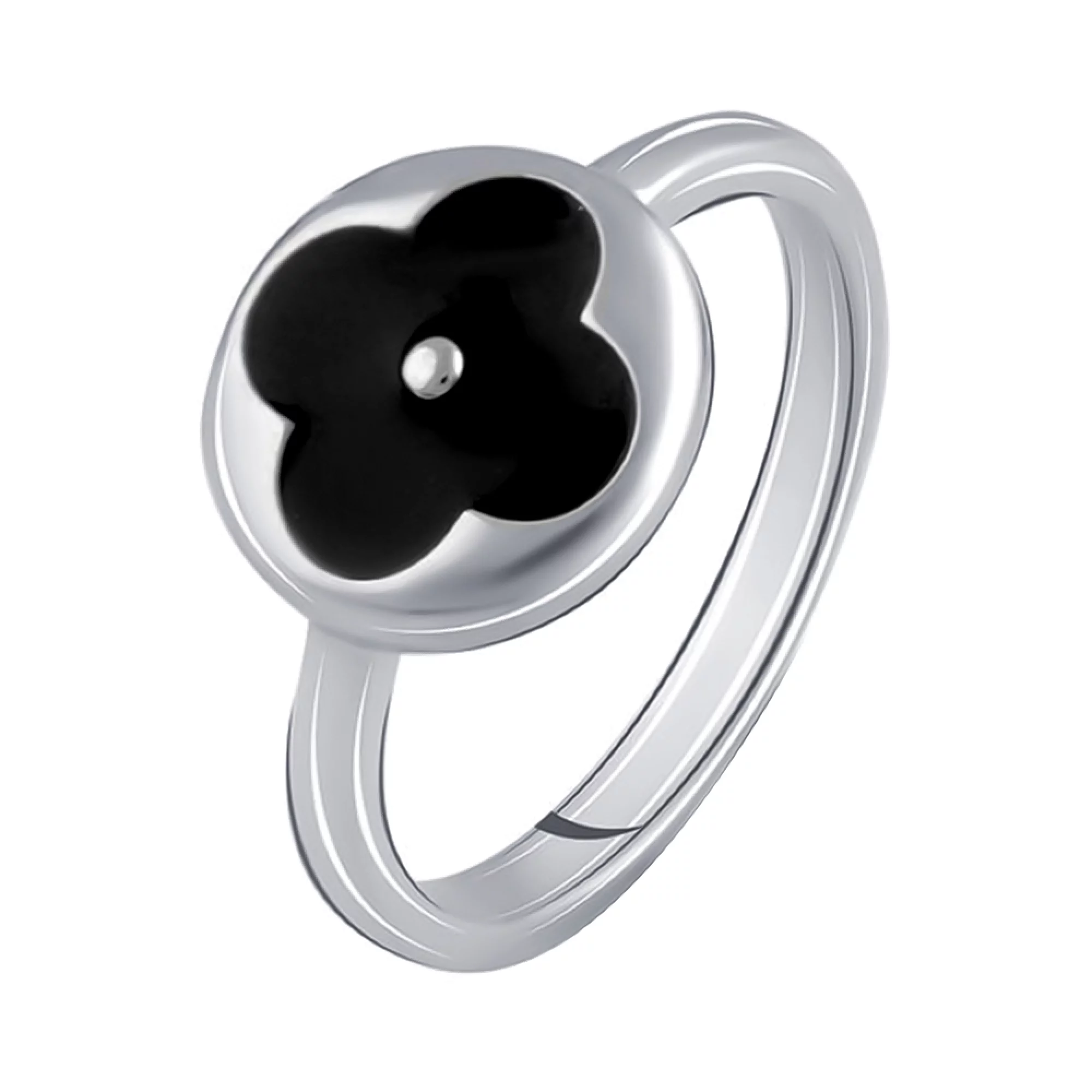 Кольцо "Цветок" из серебра с ониксом - 1469617 – изображение 1