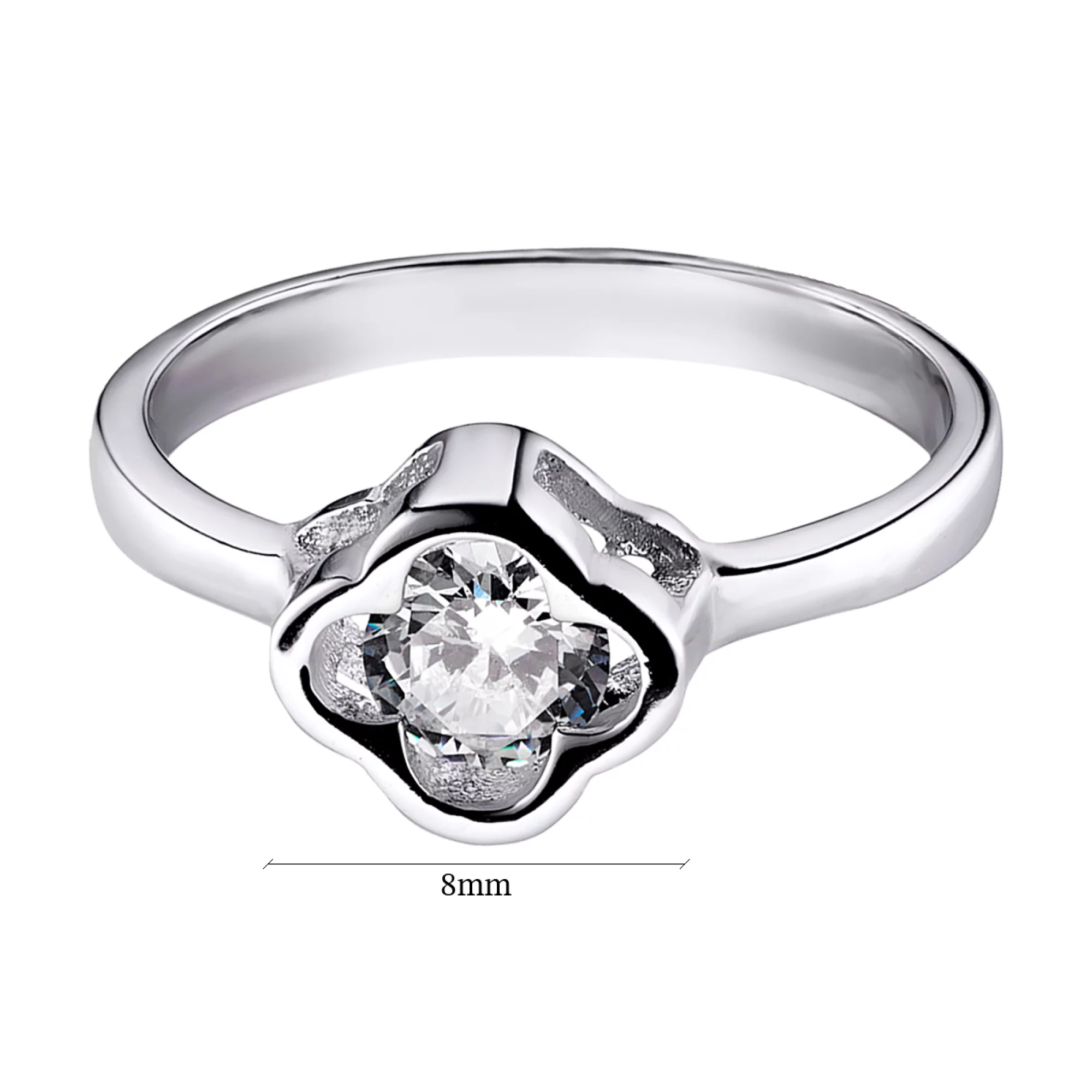 Кольцо серебряное с фианитом - 1279456 – изображение 2