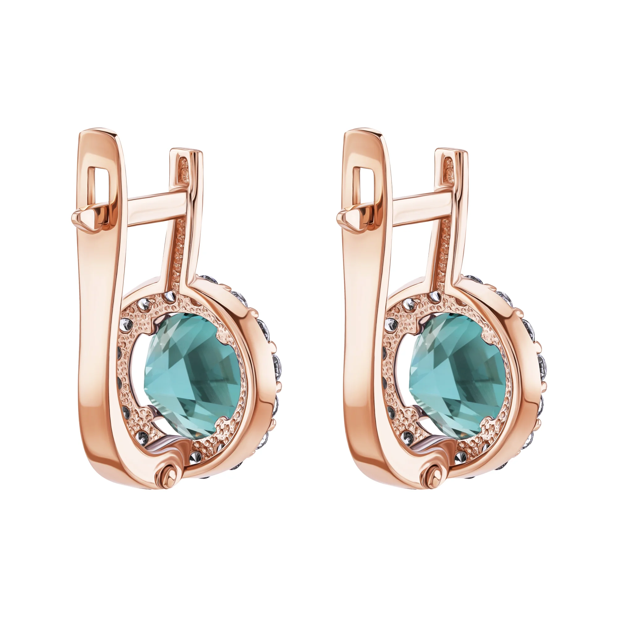 Серьги из красного золота с турмалином и фианитами - 2086535 - 2