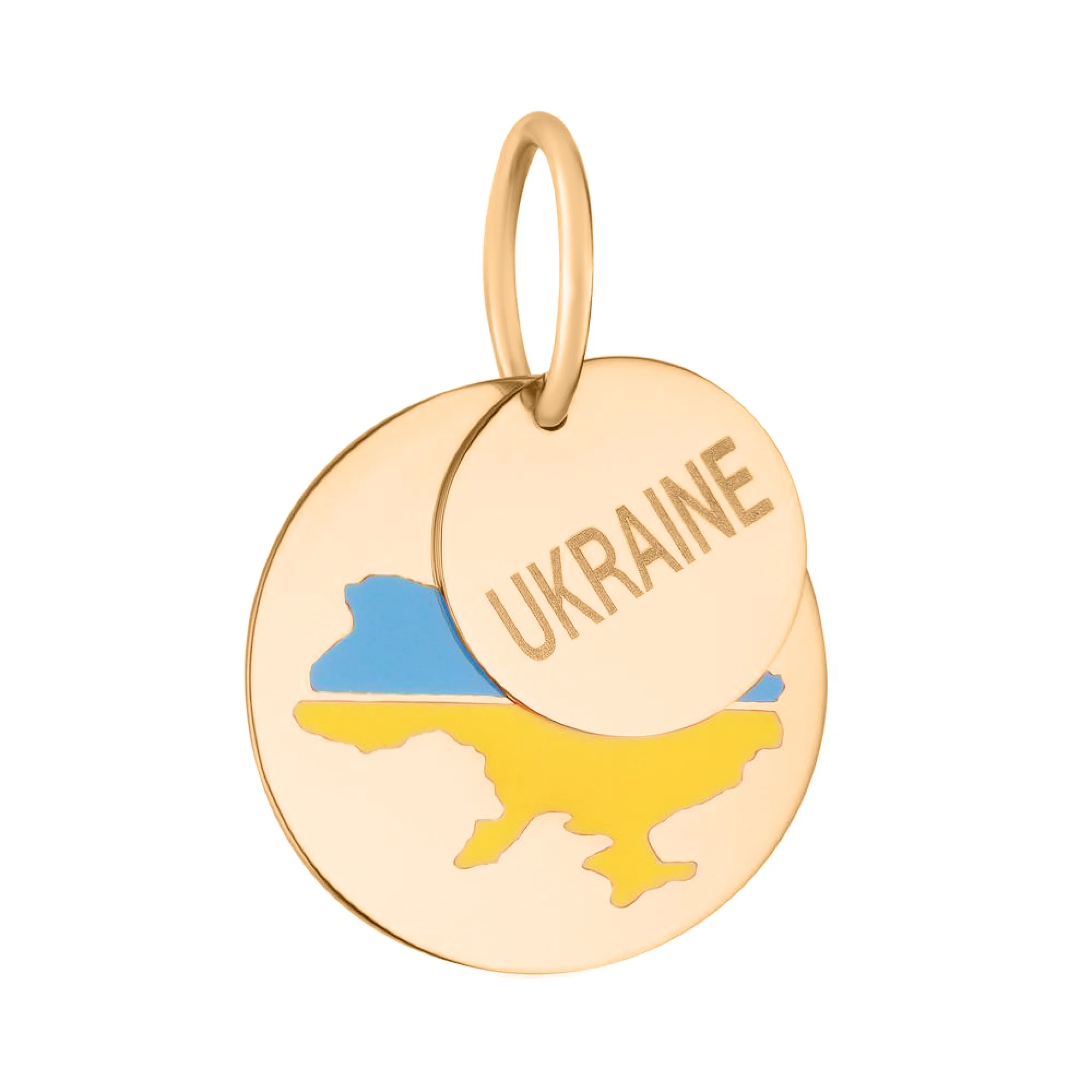 Підвіс у червоному золоті "Україна" з емаллю - 1642271 - 1