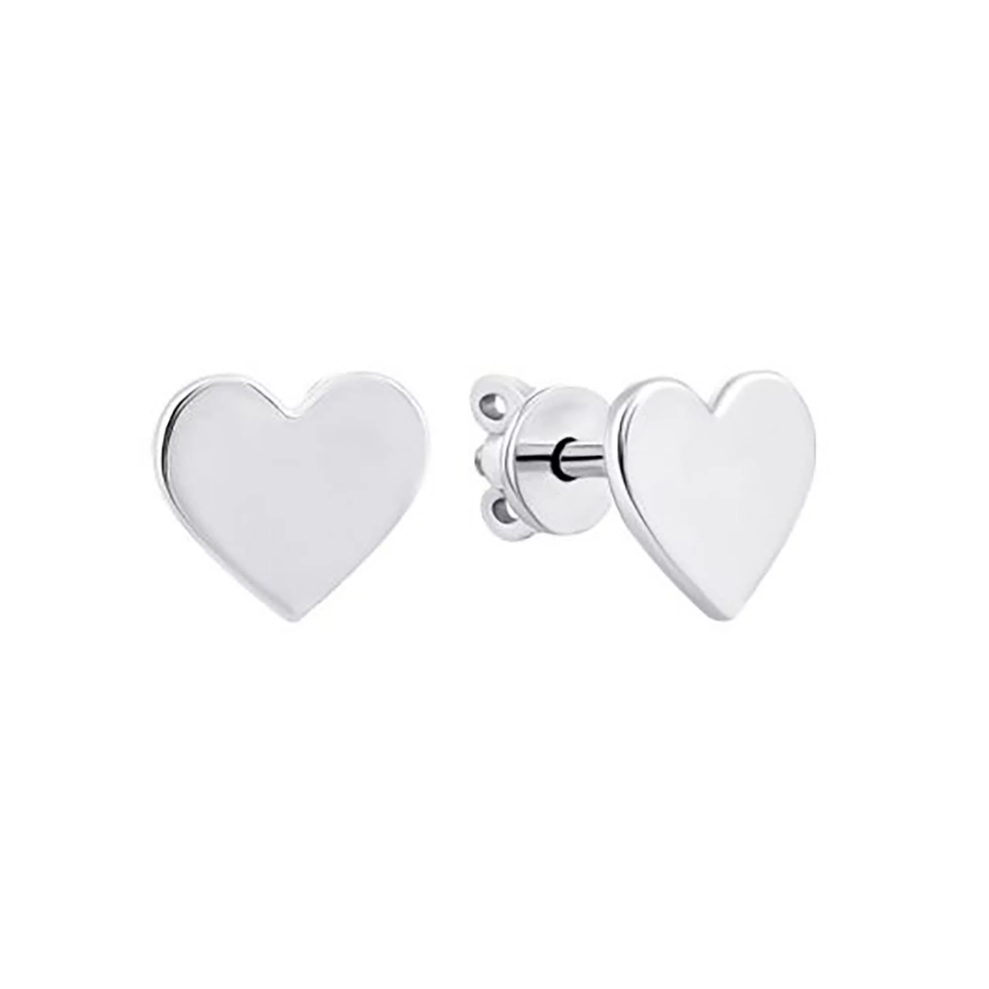 Сережки-гвоздики "Сердечка" зі срібла  - 965583 – зображення 1
