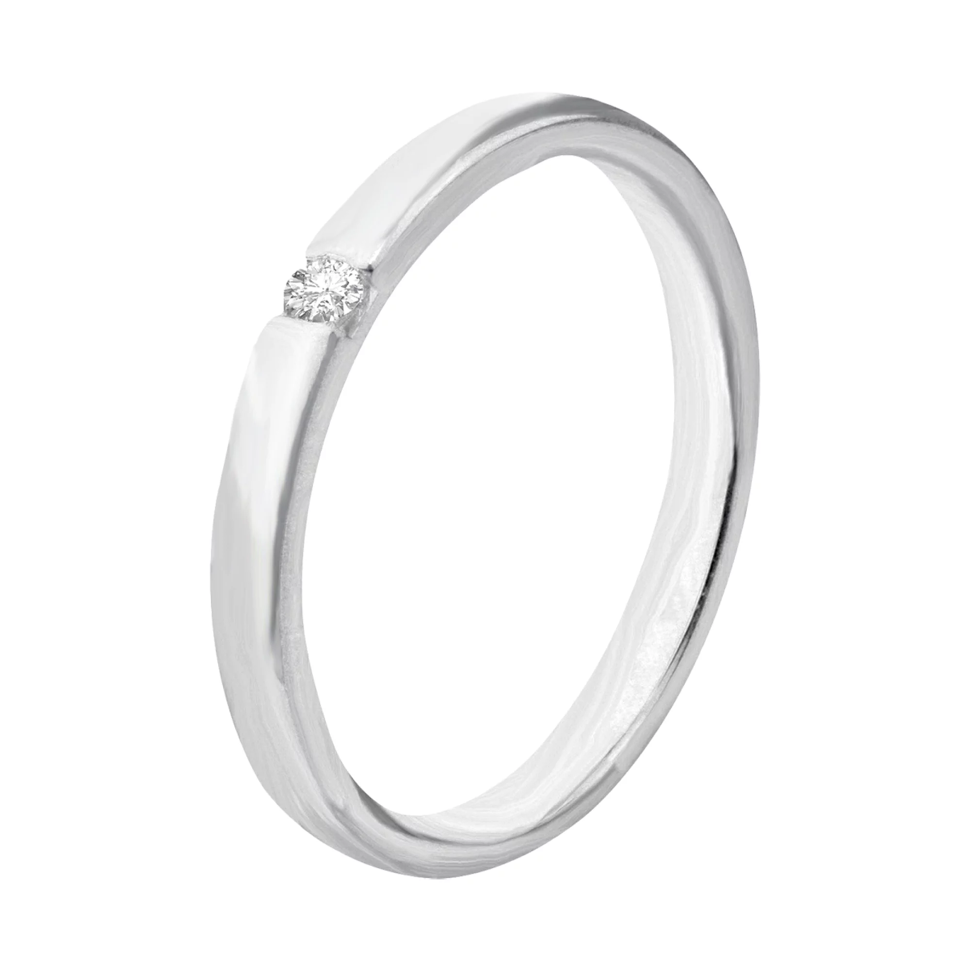 Обручальное кольцо из белого золота с бриллиантом - 850343 – изображение 1