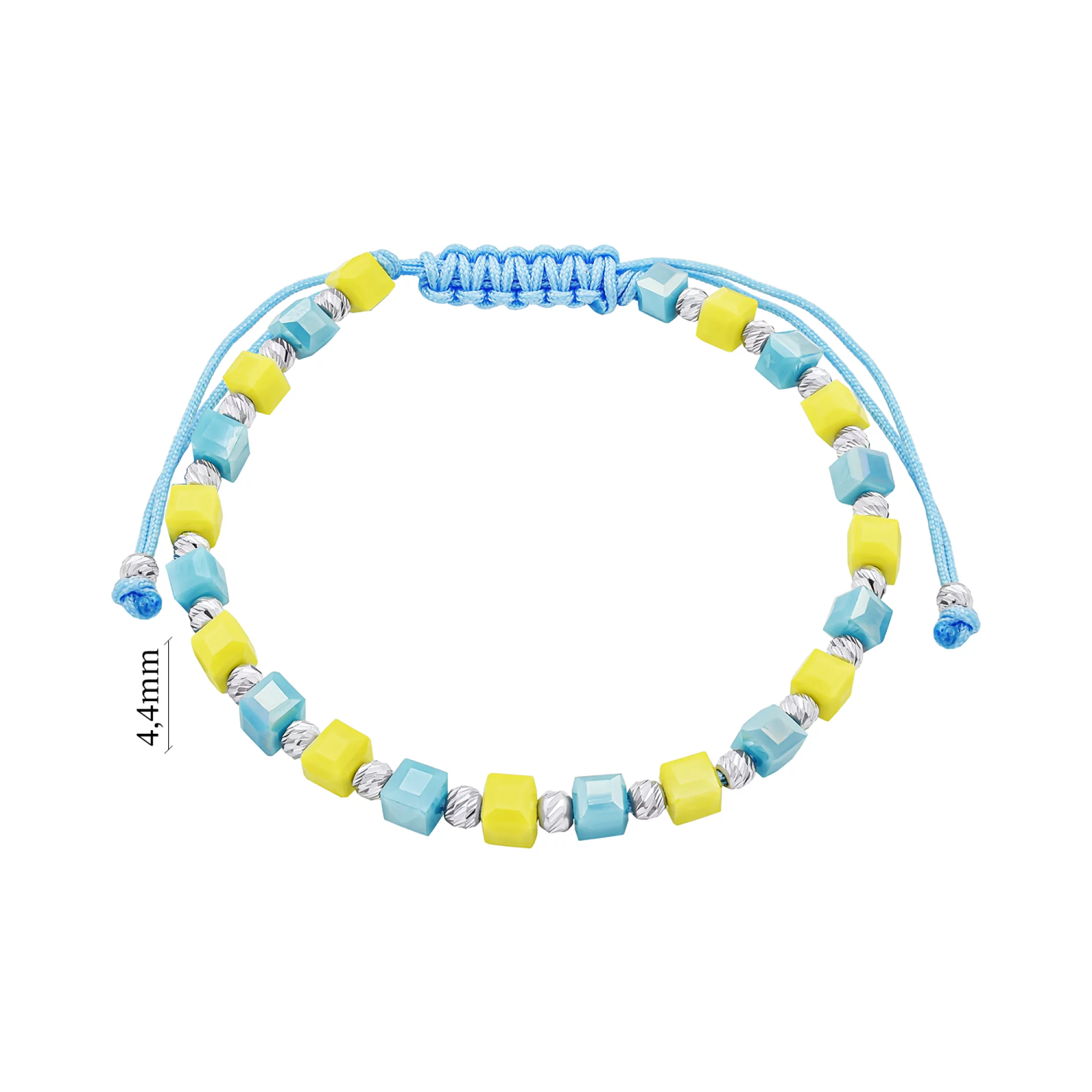 Шовковий браслет із кульками та синьо-жовтим улекситом - 1520403 – зображення 2