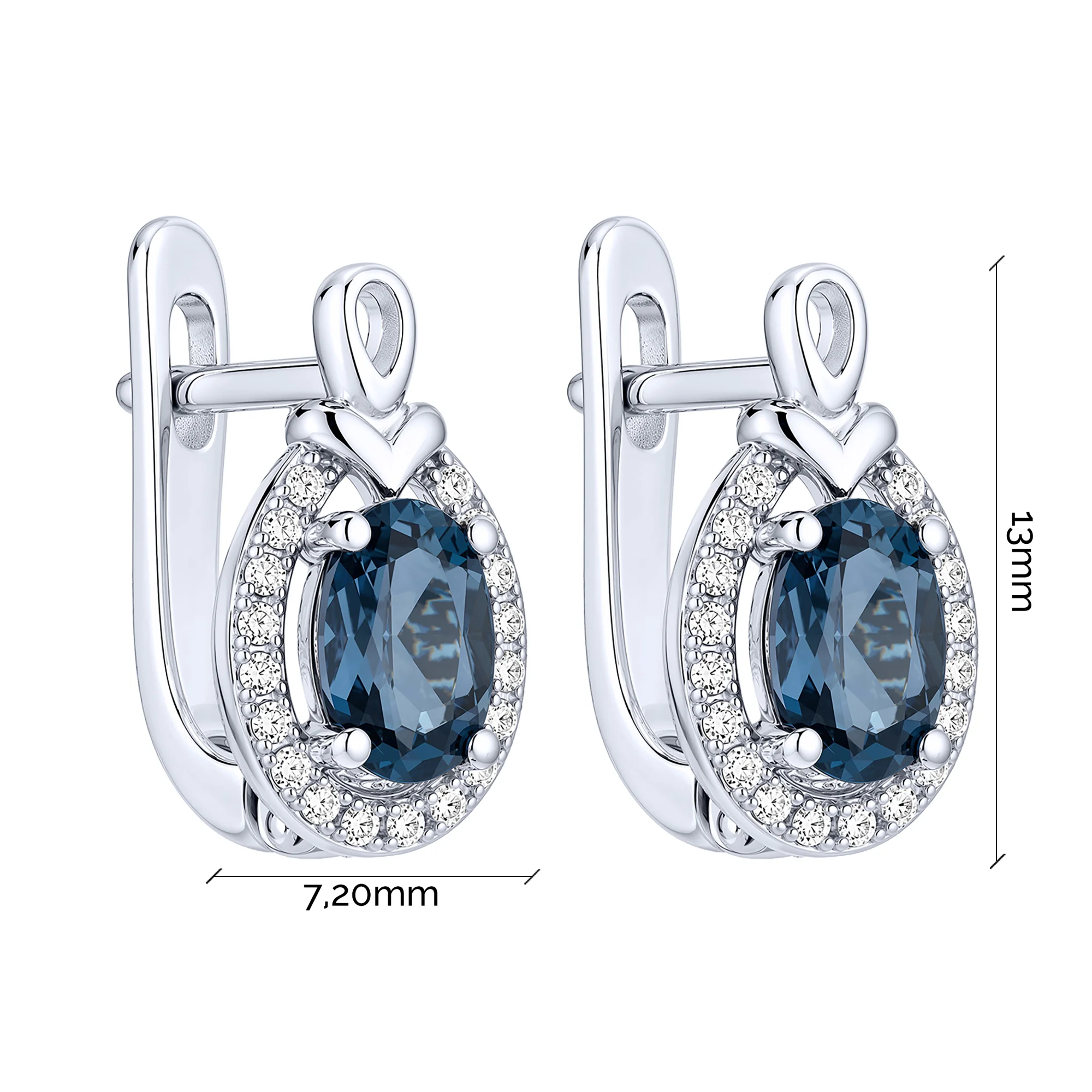 Серебряные серьги с топазом и фианитами - 2297819 - 2