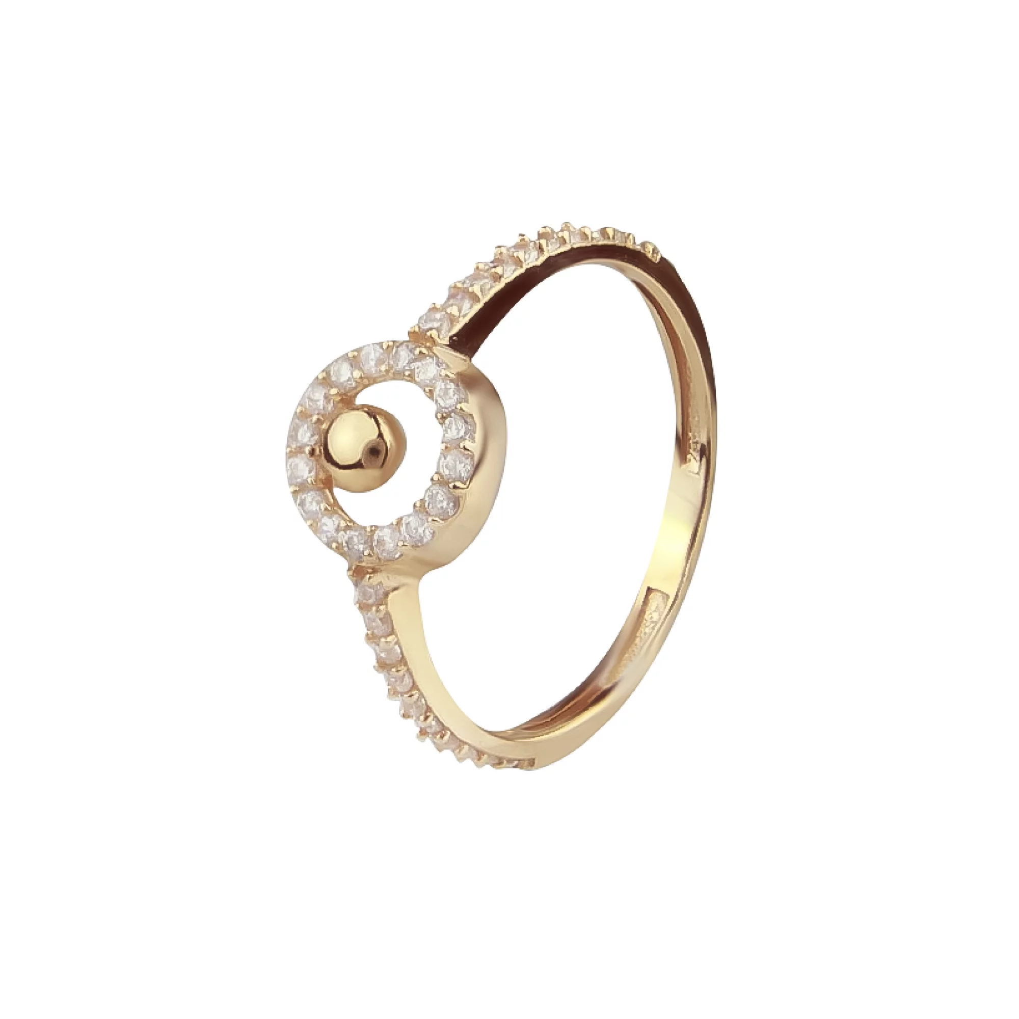 Кольцо из красного золота с фианитом - 828161 – изображение 1