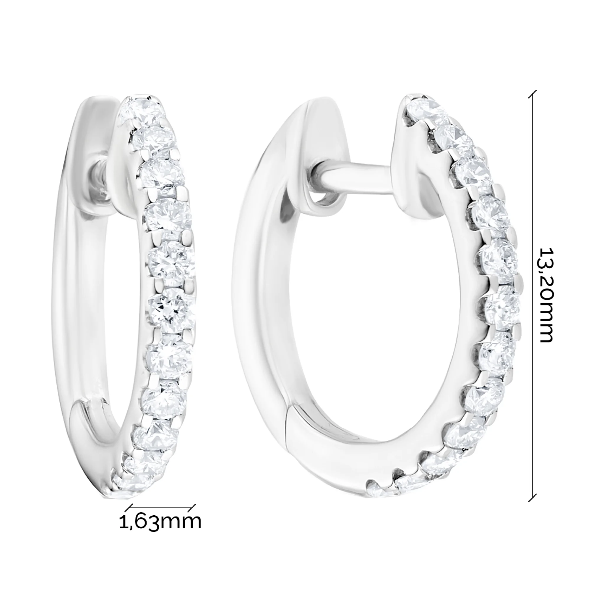 Серьги-кольца с дорожкой из бриллиантов в белом золоте - 1670371 - 4