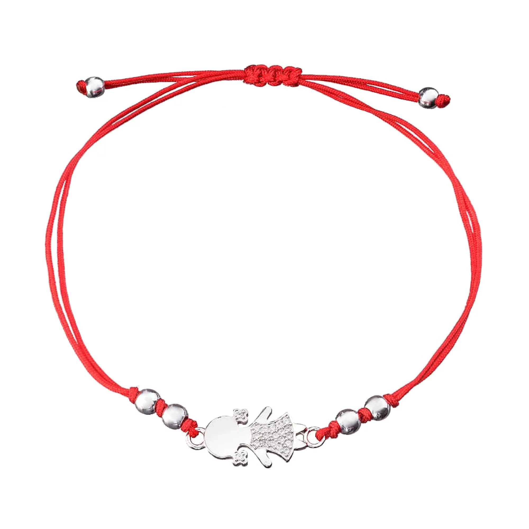 Красная нить с серебряной вставкой "Девочка" - 457888 – изображение 1