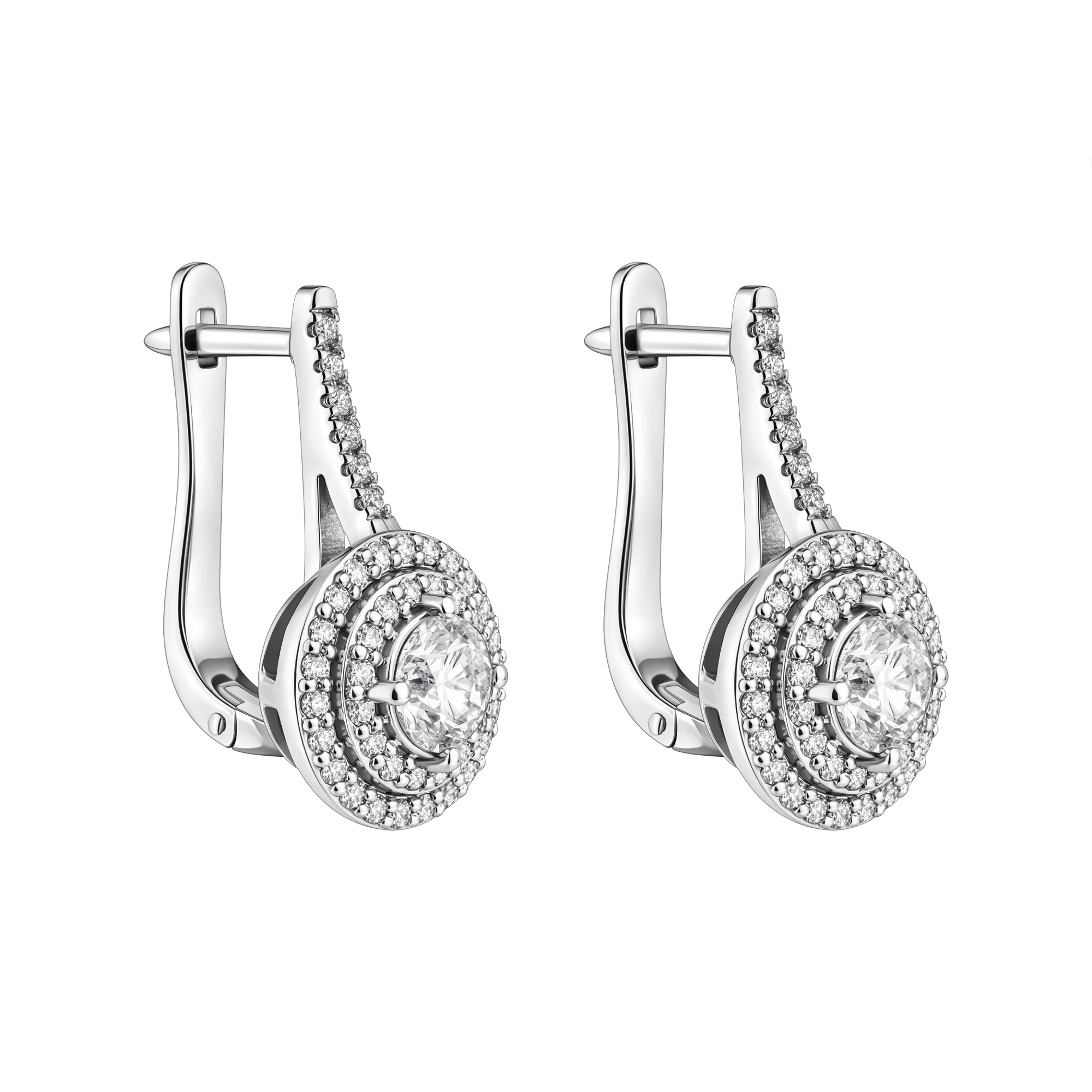 Серьги "Круги" из белого золота с бриллиантами - 2189261 - 1
