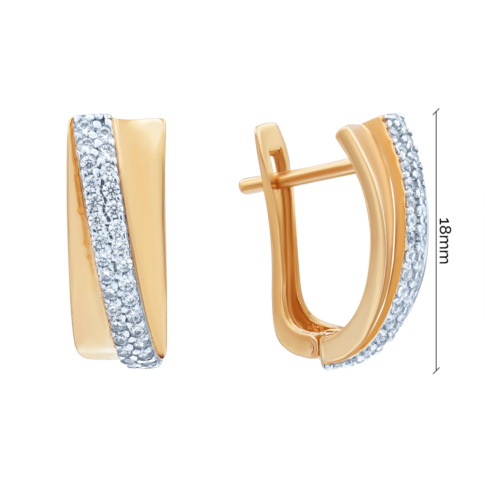 Серьги с фианитами в красном золоте - 776203 - 2