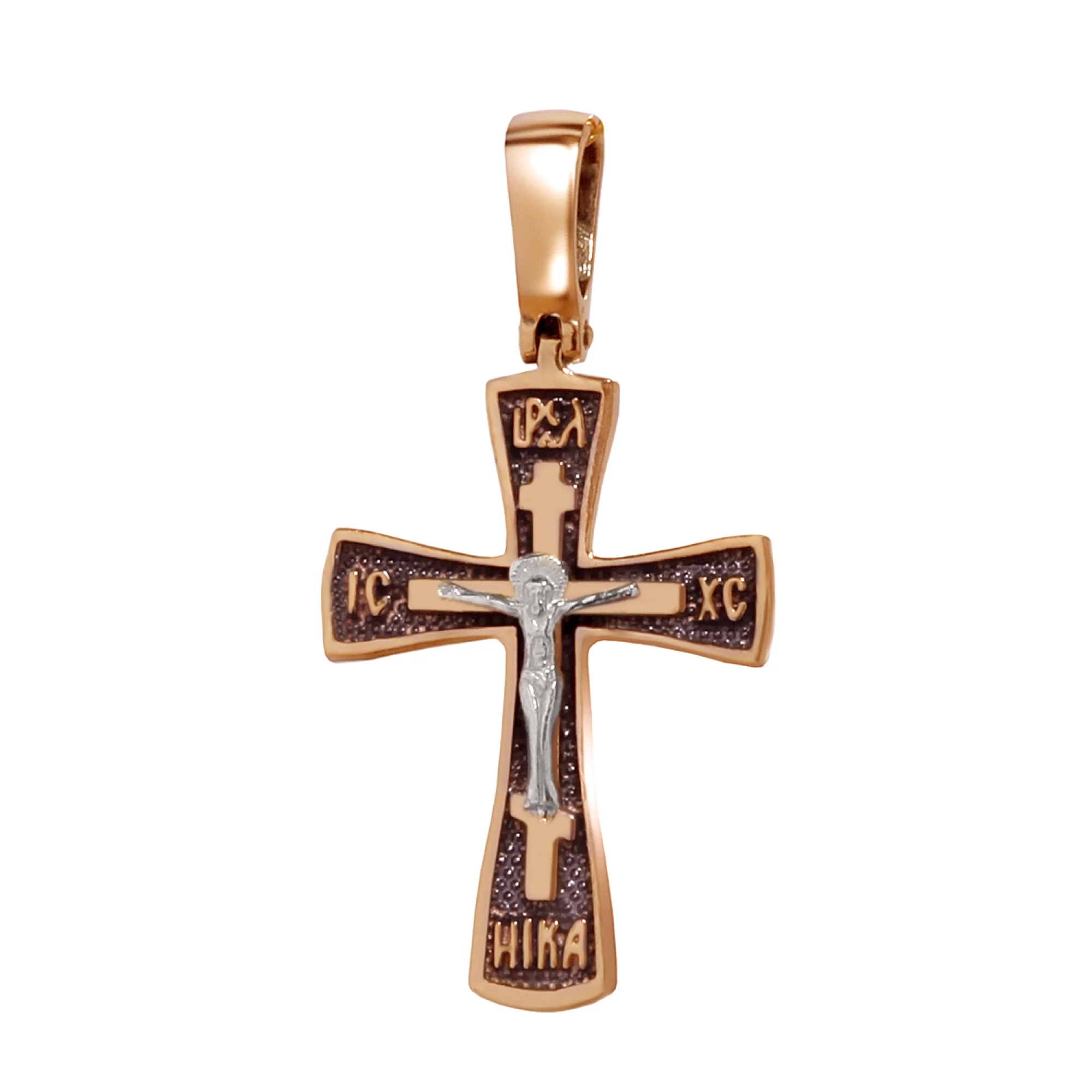 Крестик из комбинированного золота с чернением - 966471 – изображение 1