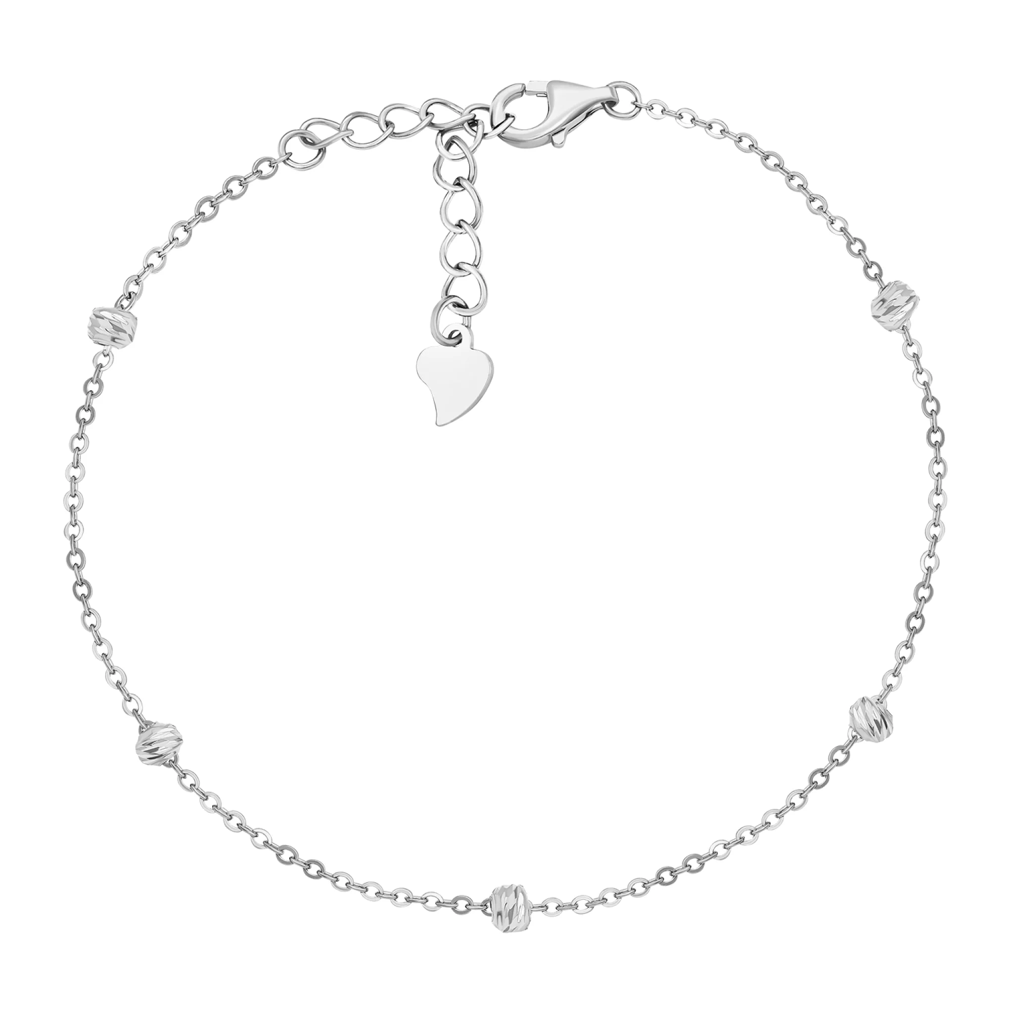 Срібний браслет з кульками плетіння якір  - 1544975 – зображення 1