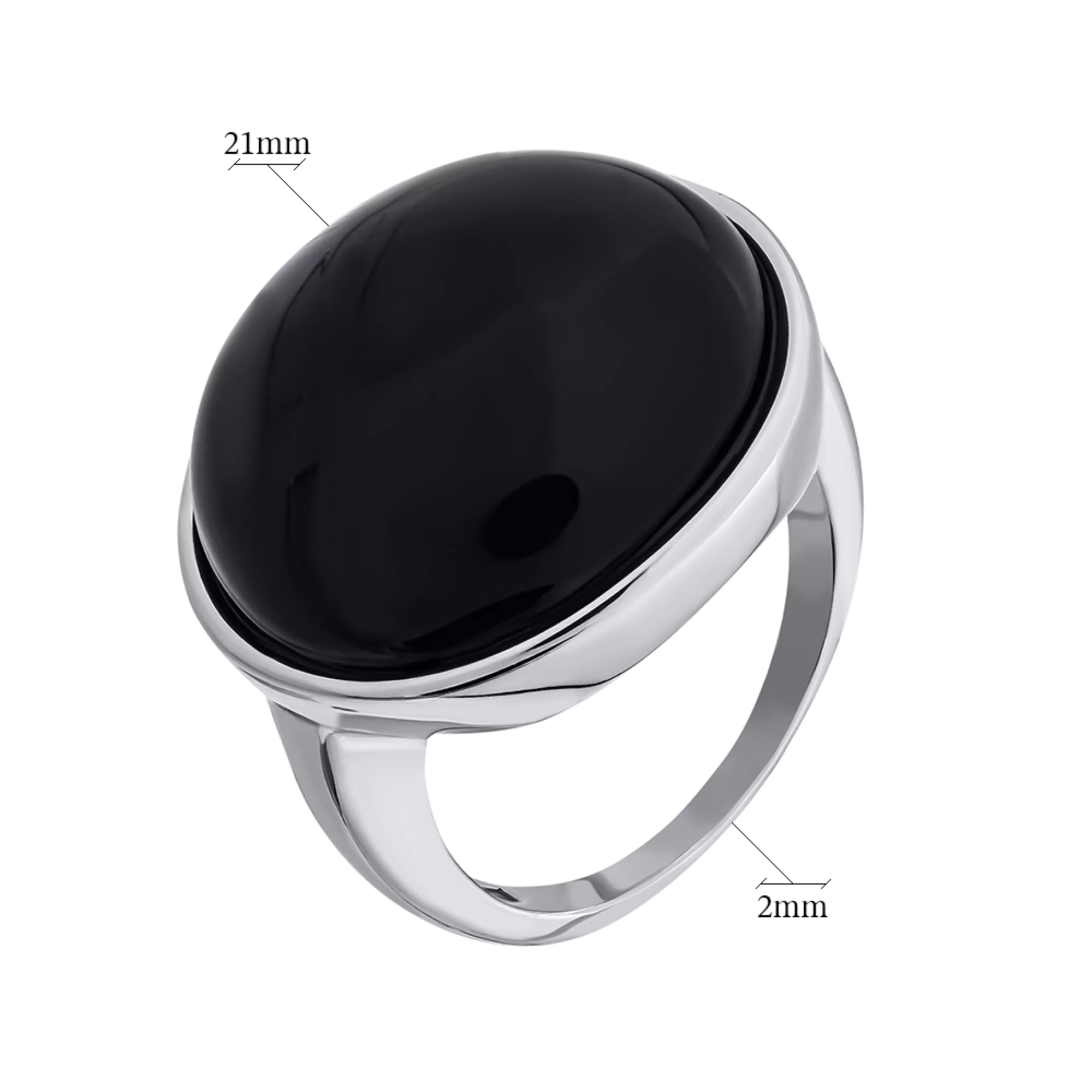 Кольцо серебряное с ониксом - 1269061 – изображение 2