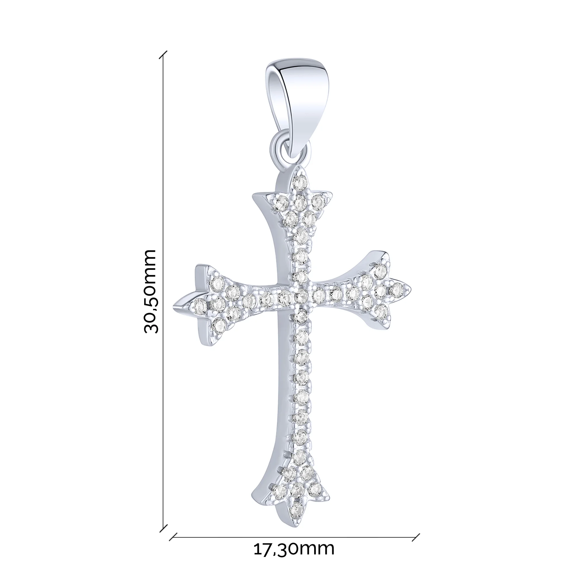 Декоративный крестик из серебра с фианитами  - 2294585 - 2
