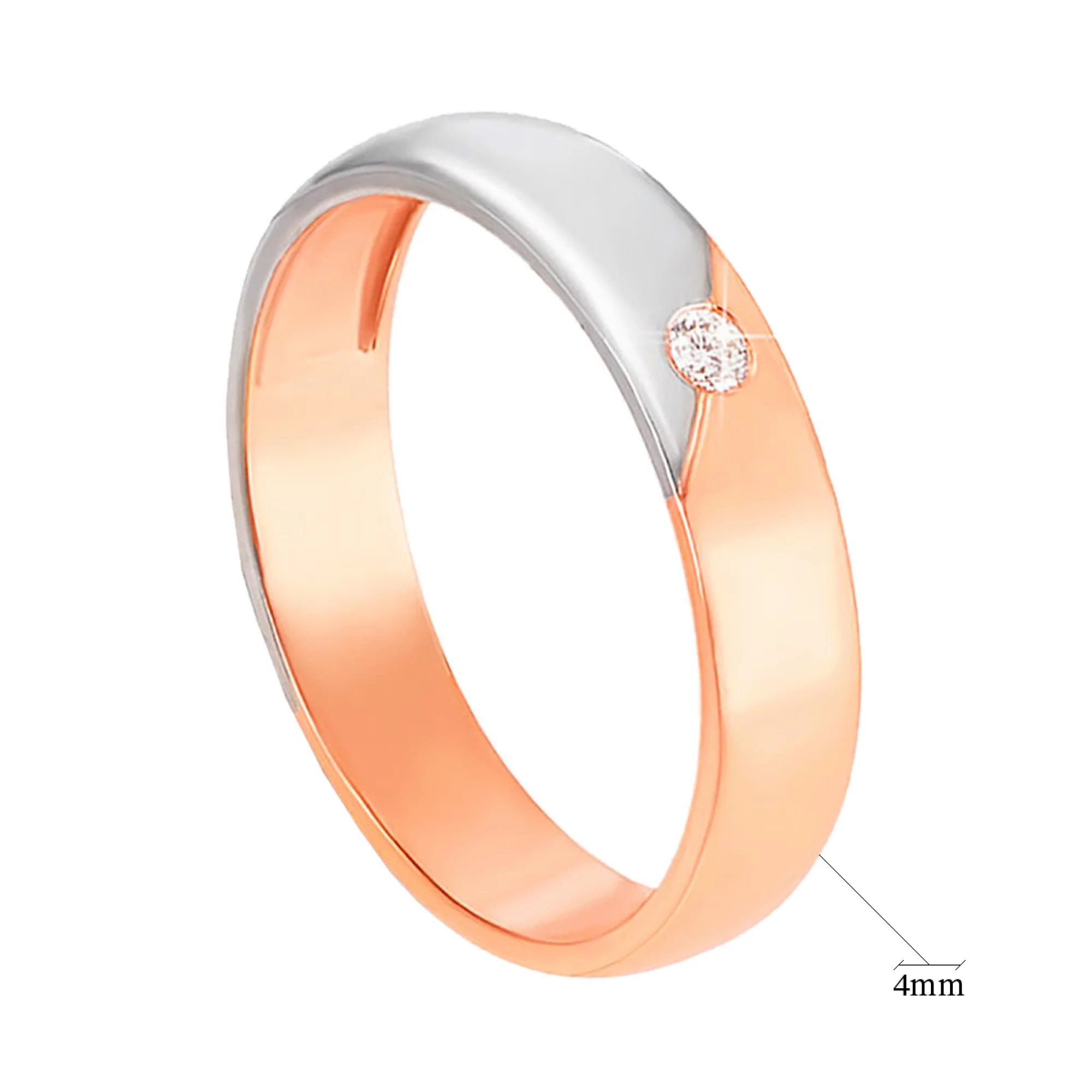Обручальное кольцо с бриллиантом - 547455 – изображение 2