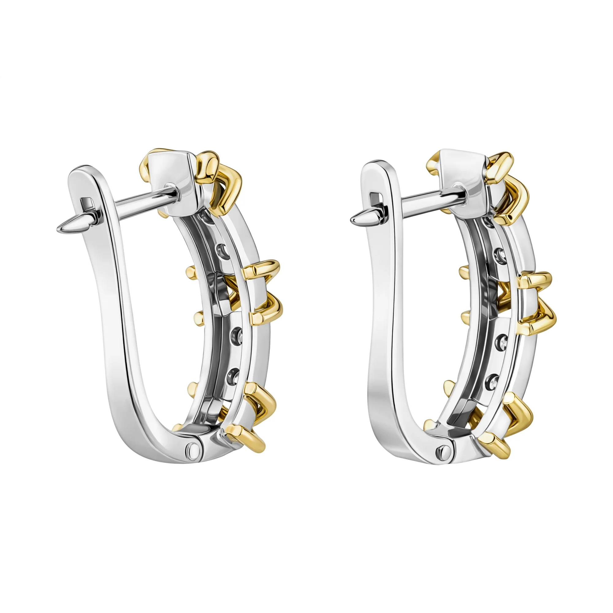Серьги в комбинированном золоте с дорожкой бриллиантов - 2182686 - 2