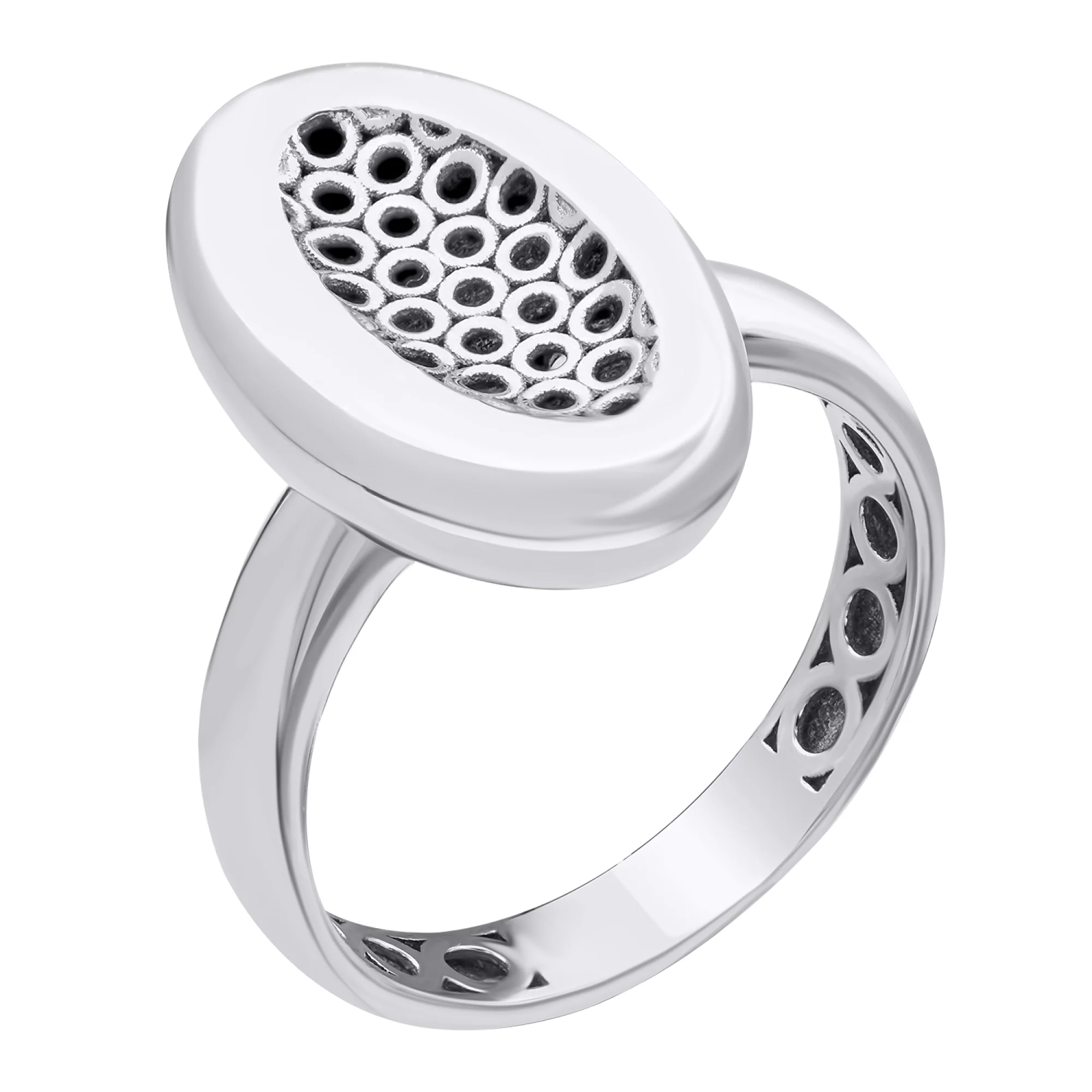 Кольцо серебряное с платиновым покрытием - 878643 – изображение 1