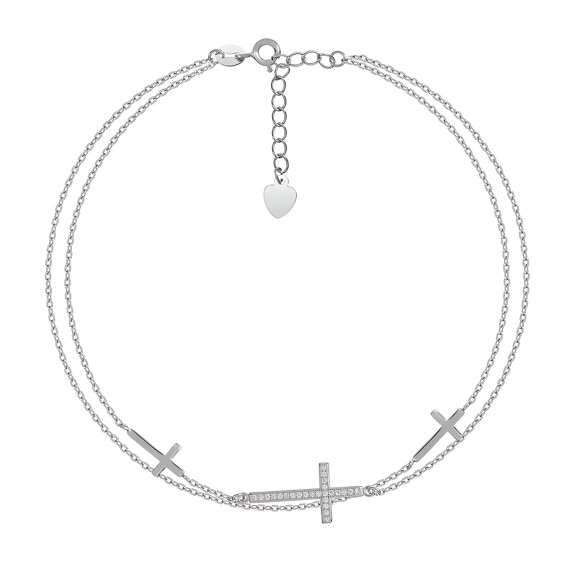 Браслет из серебра с крестиками и фианитами якорное плетение - 1543435 – изображение 1