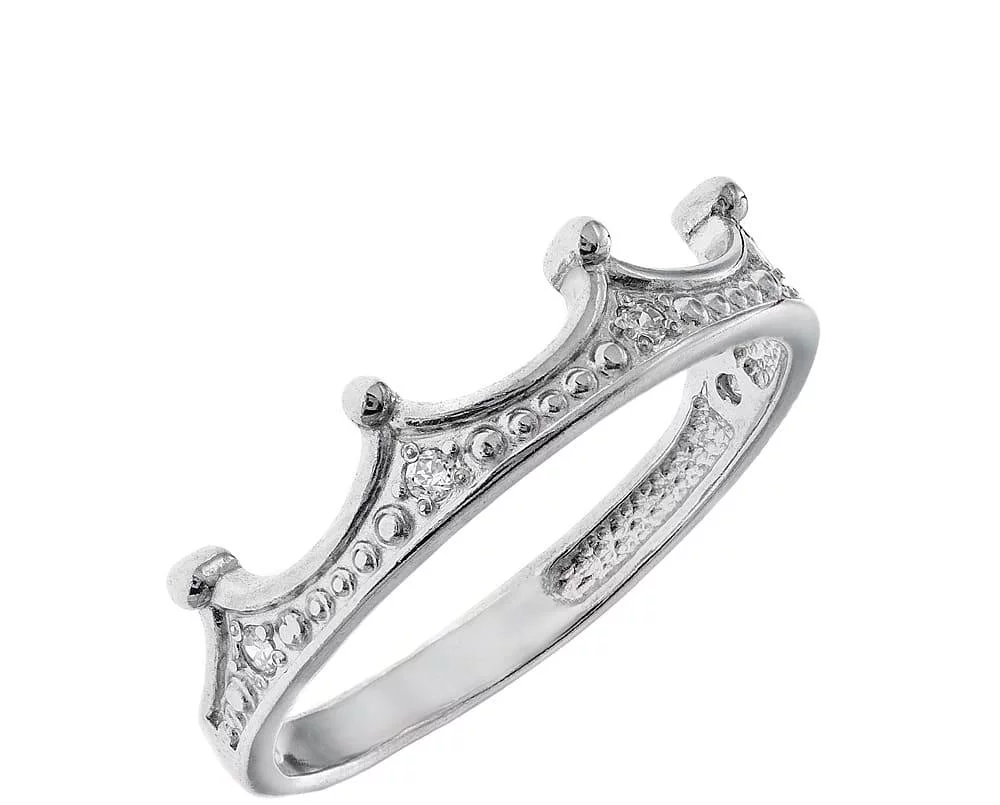 Серебряное кольцо с фианитом Корона. Артикул 7501/81510б: цена, отзывы, фото – купить в интернет-магазине AURUM