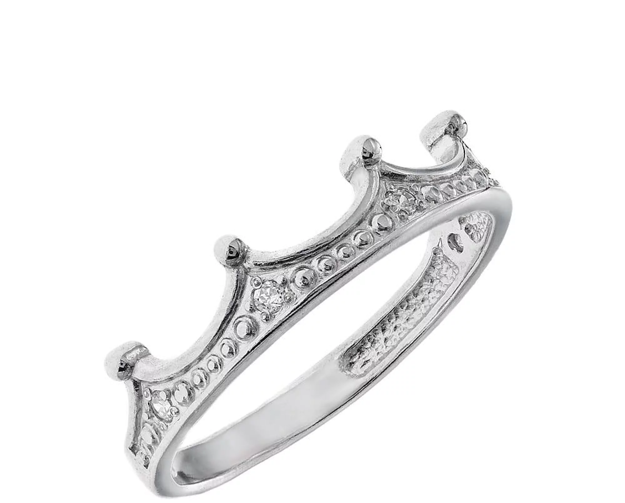 Серебряное кольцо с фианитом "Корона" - 483186 – изображение 1
