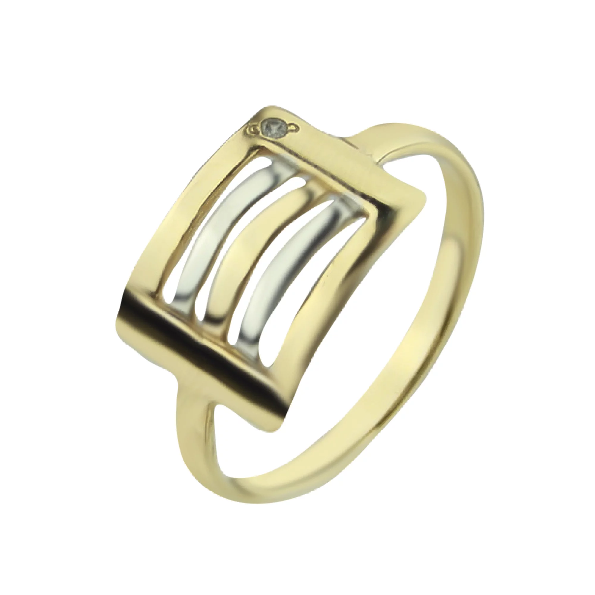 Золотое кольцо с фианитом - 1420621 – изображение 1