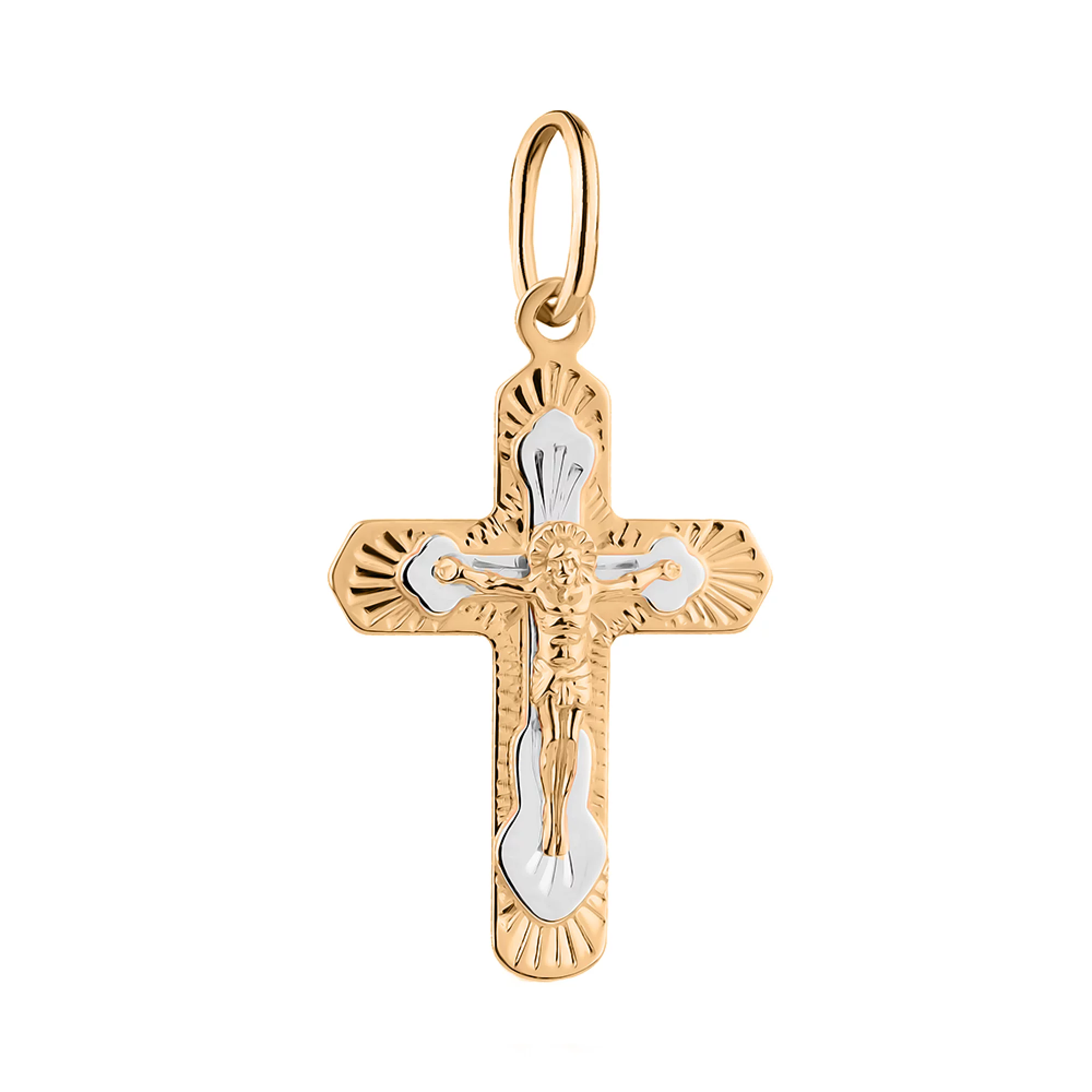 Хрестик із комбінованого золота - 1760084 – зображення 1
