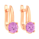 Сережки детские из красного золота с фианитом - 960677
