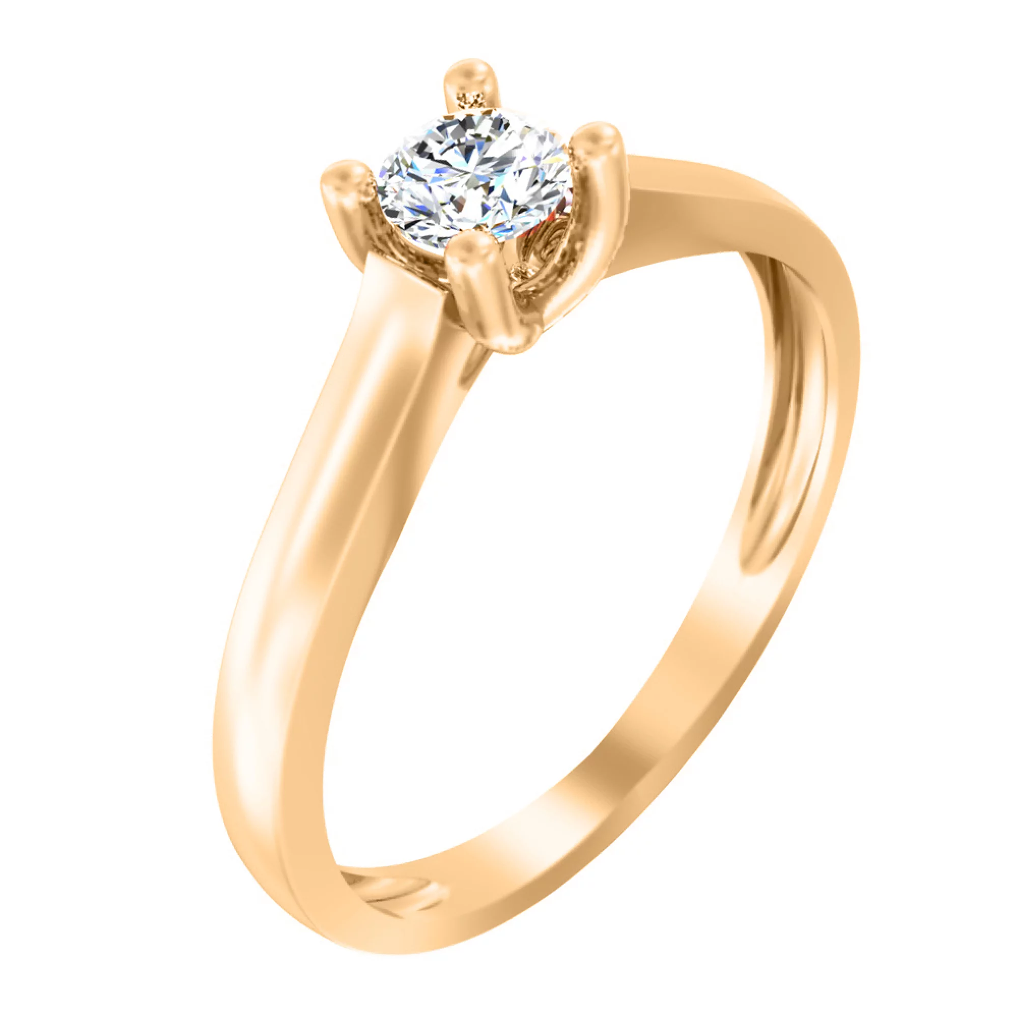Кольцо на помолвку из красного золота с бриллиантом - 1778104 – изображение 1
