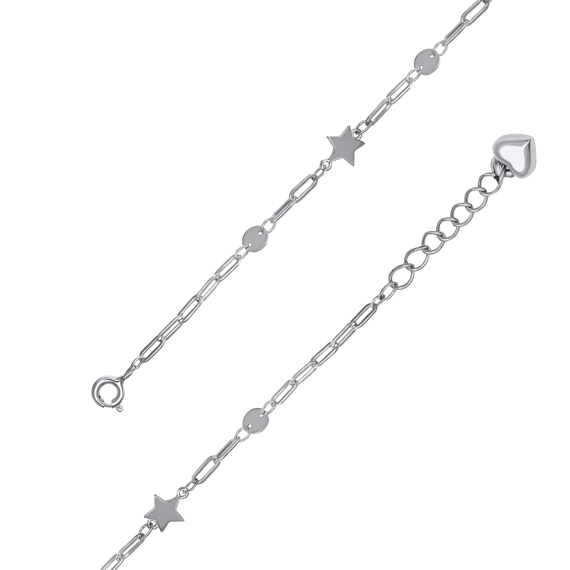 Браслет "Звездочки" из серебра якорное плетение - 1468638 – изображение 2