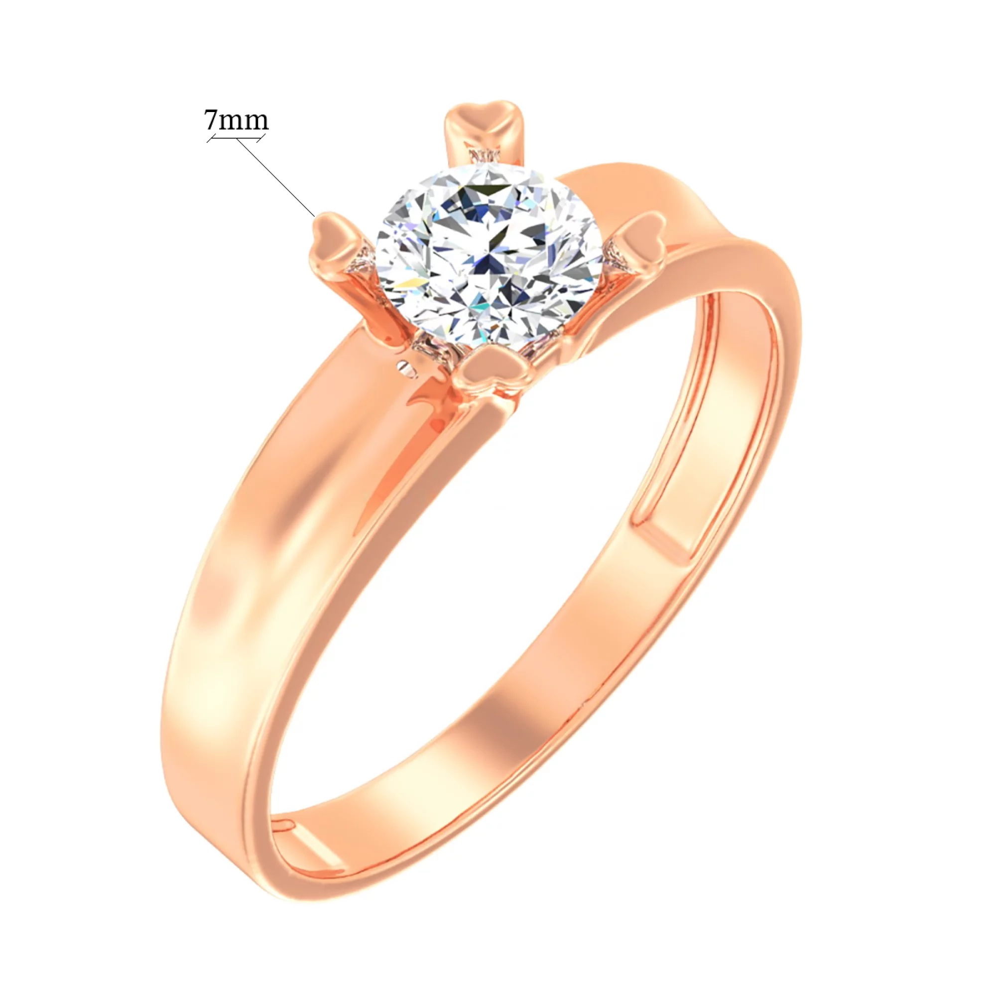 Золотое кольцо с фианитом - 585525 – изображение 2
