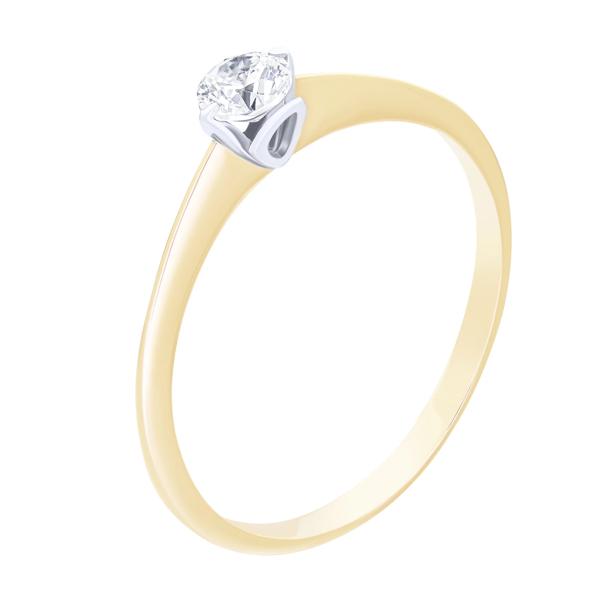 Помолвочное кольцо из красного золота с фианитом - 1717283 – изображение 1