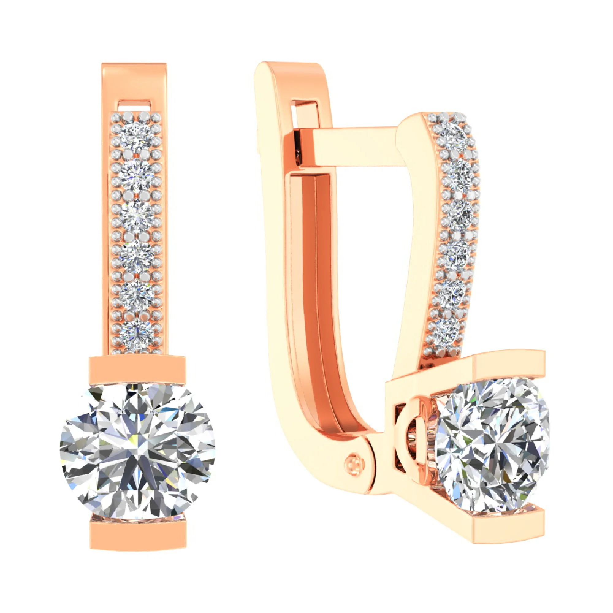 Сережки из красного золота с фианитами - 613714 - 1