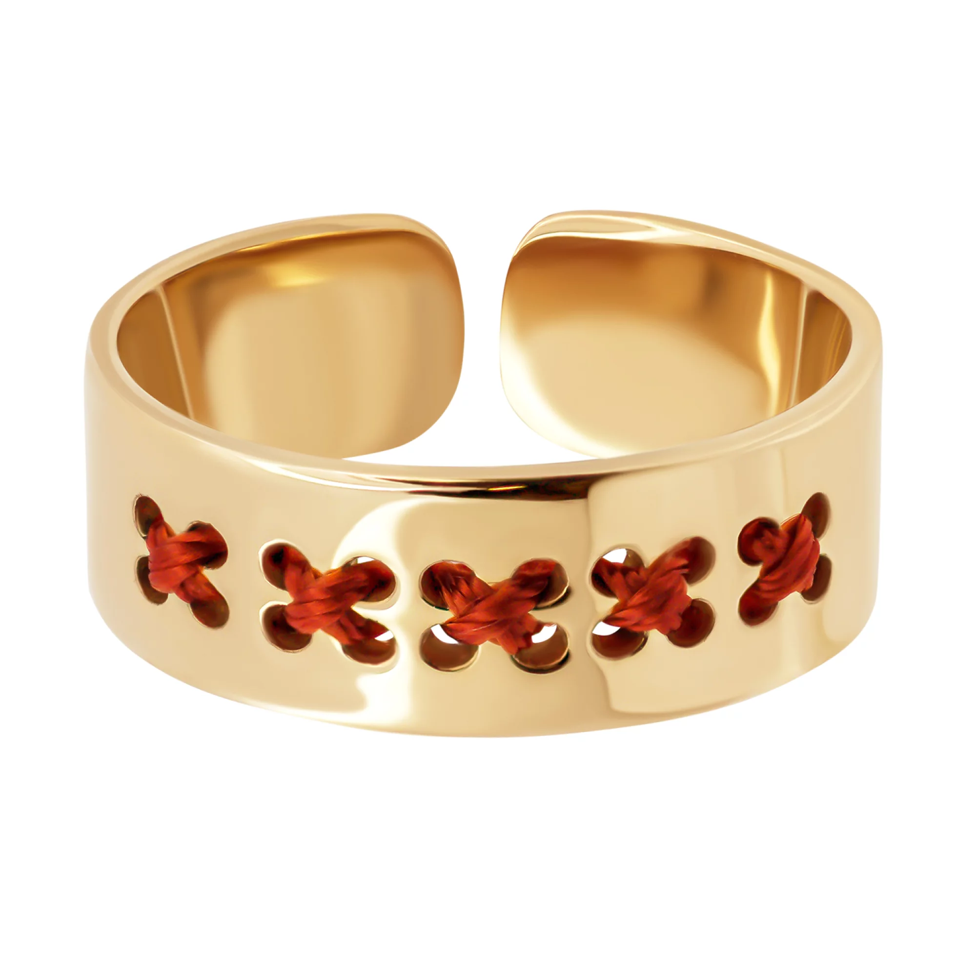 Кольцо из красного золота с шелком и элементами вышивки  - 1339275 – изображение 2
