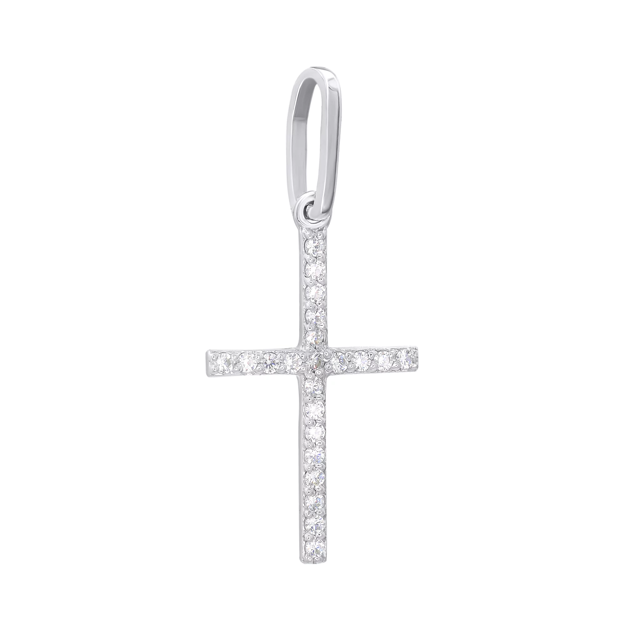 Крестик серебряный с цирконием - 971763 – изображение 1